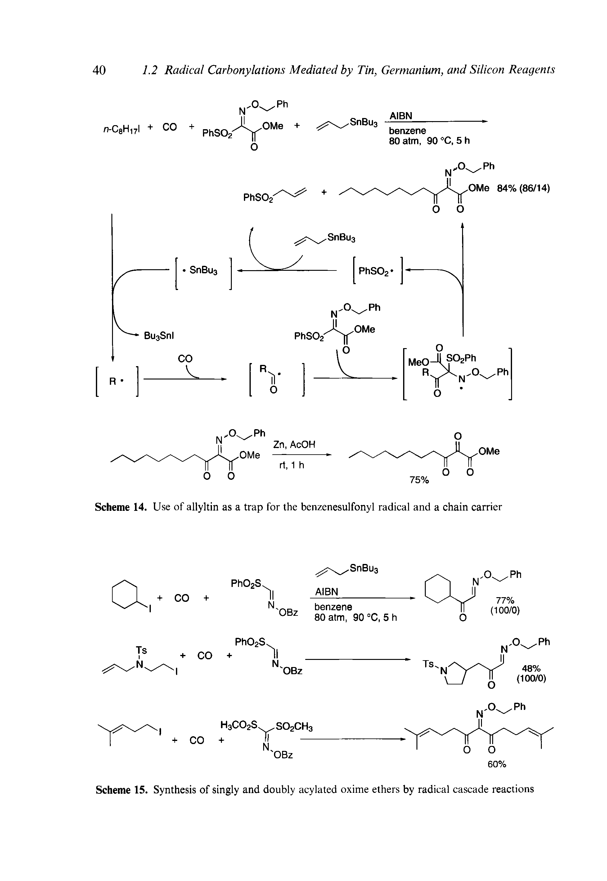 Scheme 15. Synthesis of singly and doubly acylated oxime ethers by radical cascade reactions...