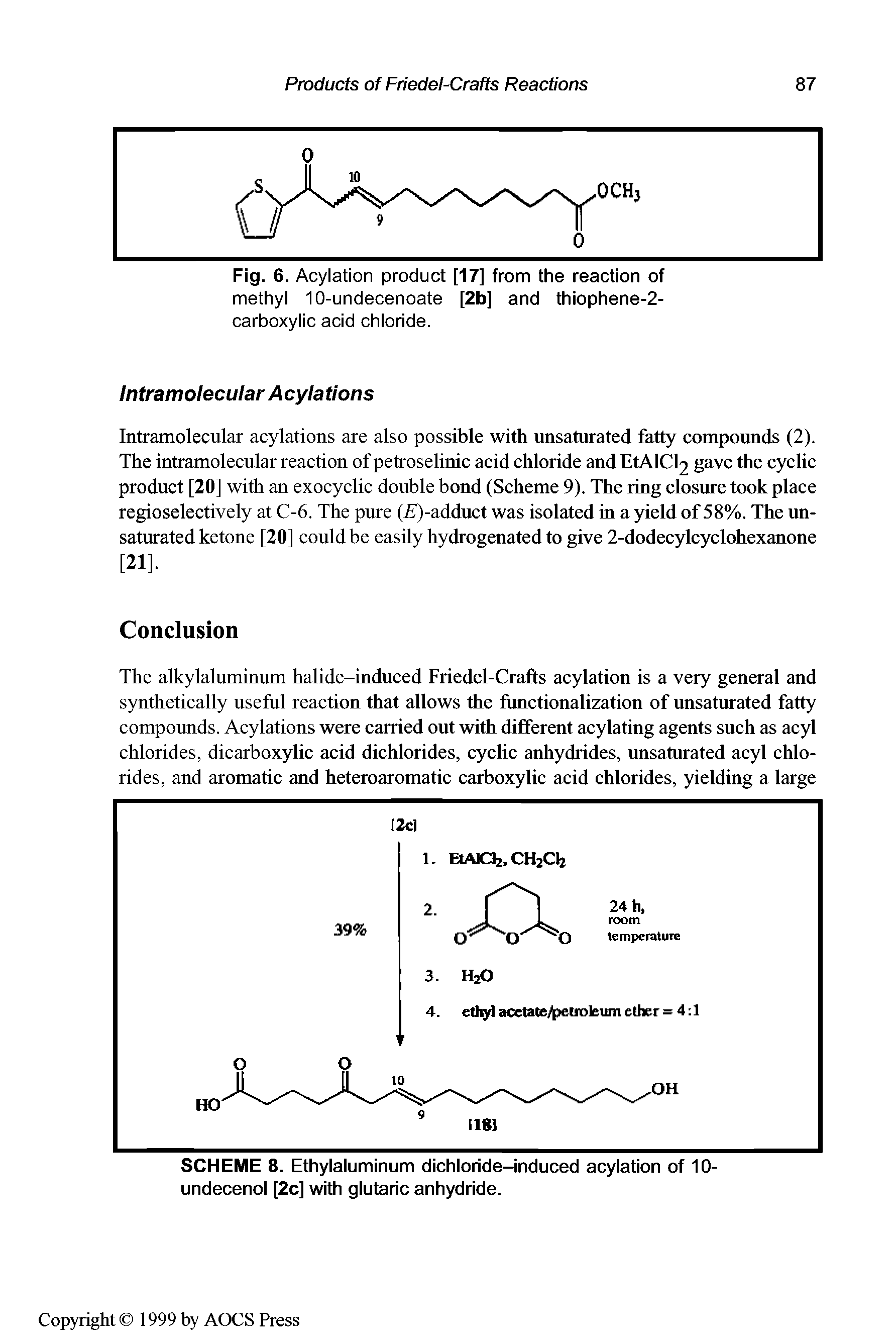 Fig. 6. Acylation product [17] from the reaction of methyl 10-undecenoate [2b] and thiophene-2-carboxylic acid chloride.