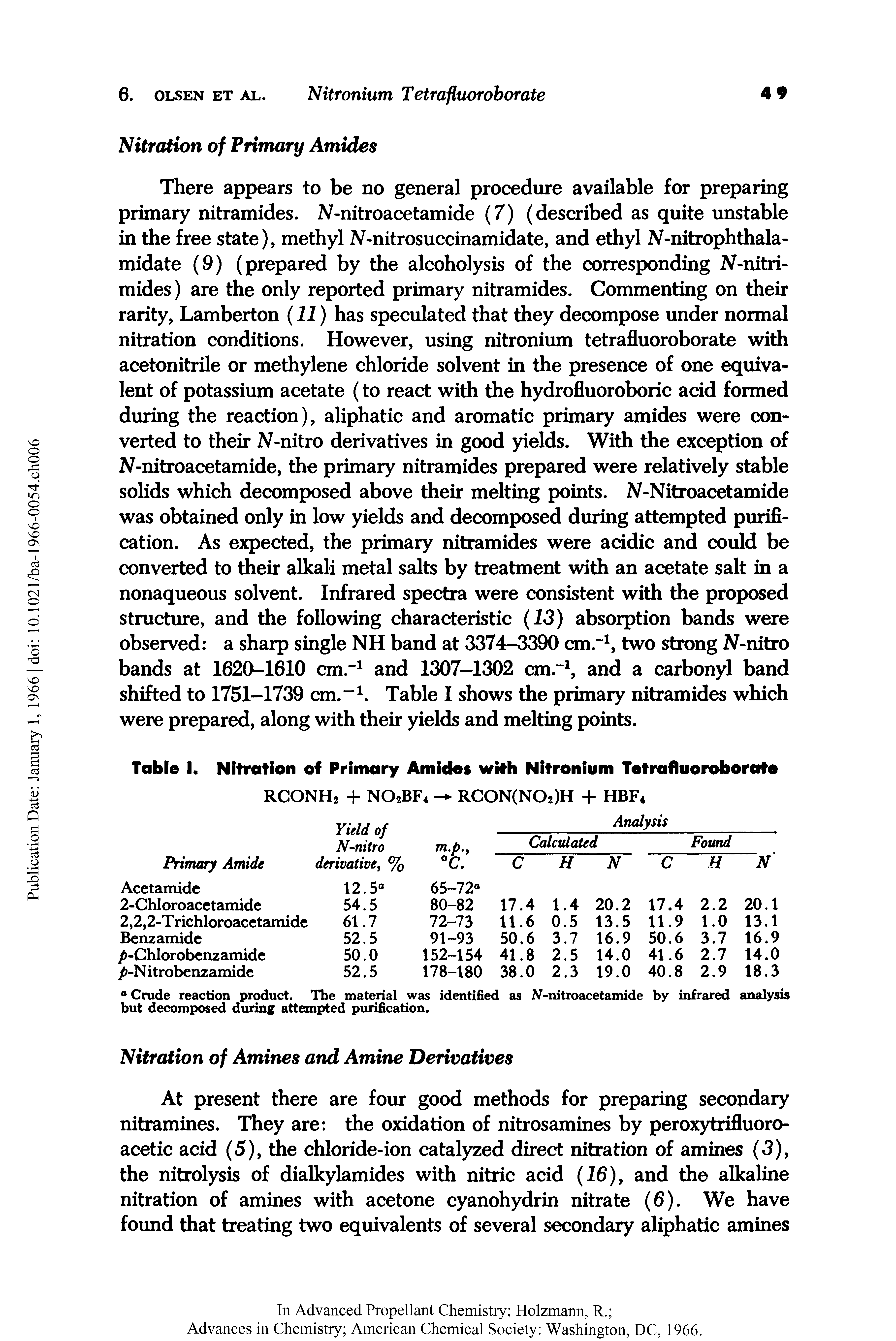 Table I. Nitration of Primary Amides with Nitronium Tetrafluoroborate...