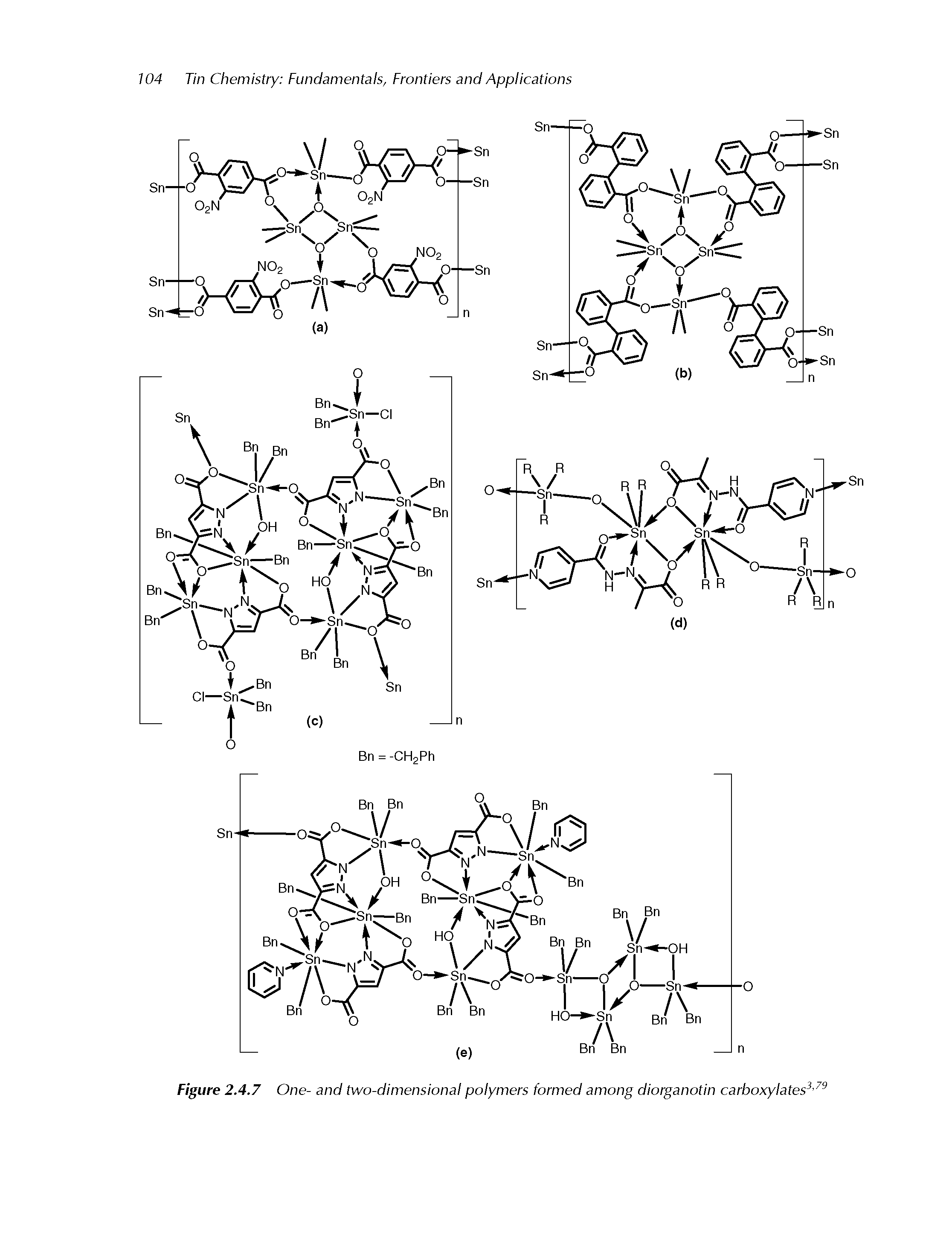 Figure 2.4.7 One- and two-dimensional polymers formed among diorganotin carboxylates ...