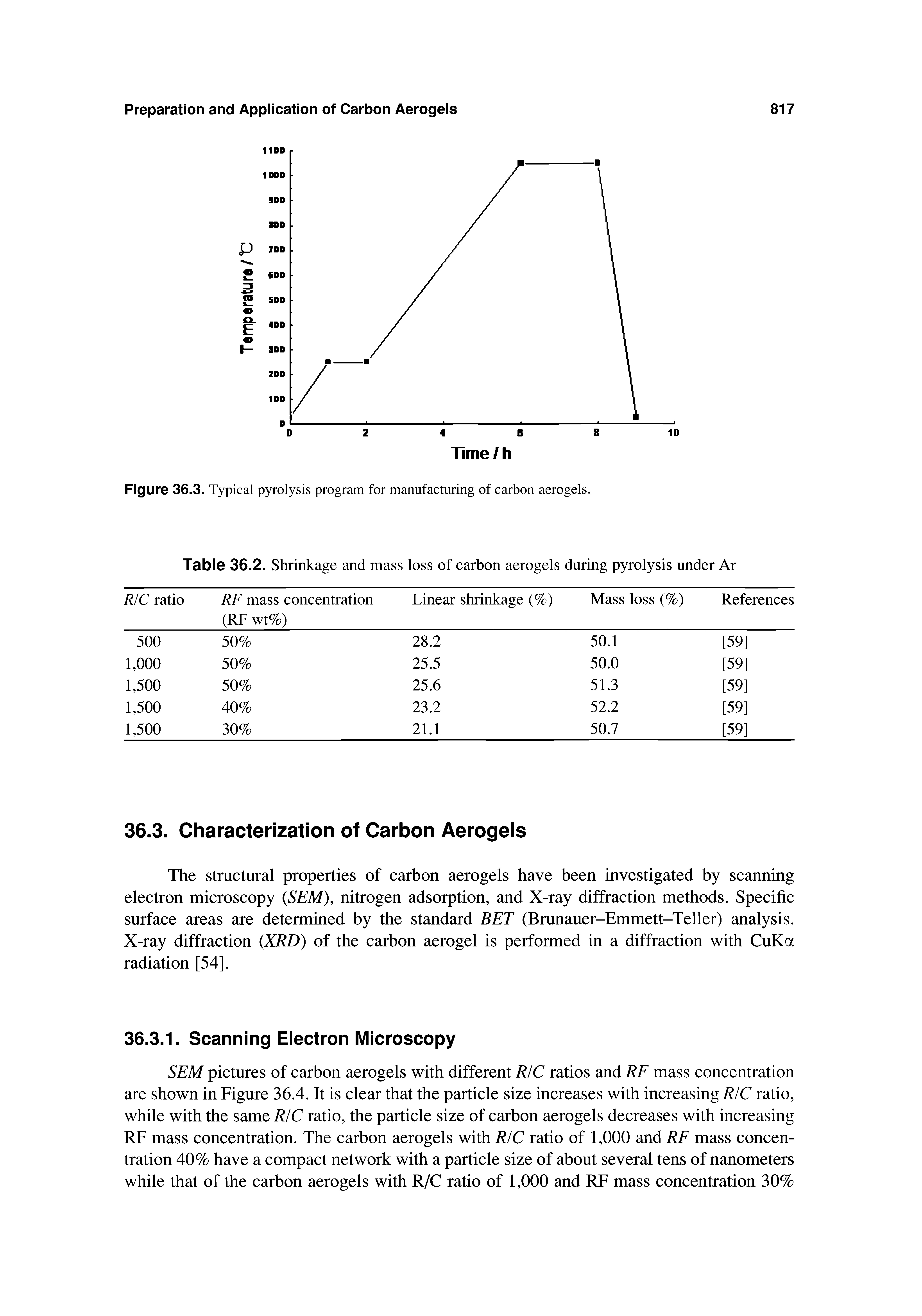 Figure 36.3. Typical pyrolysis program for manufacturing of carbon aerogels.