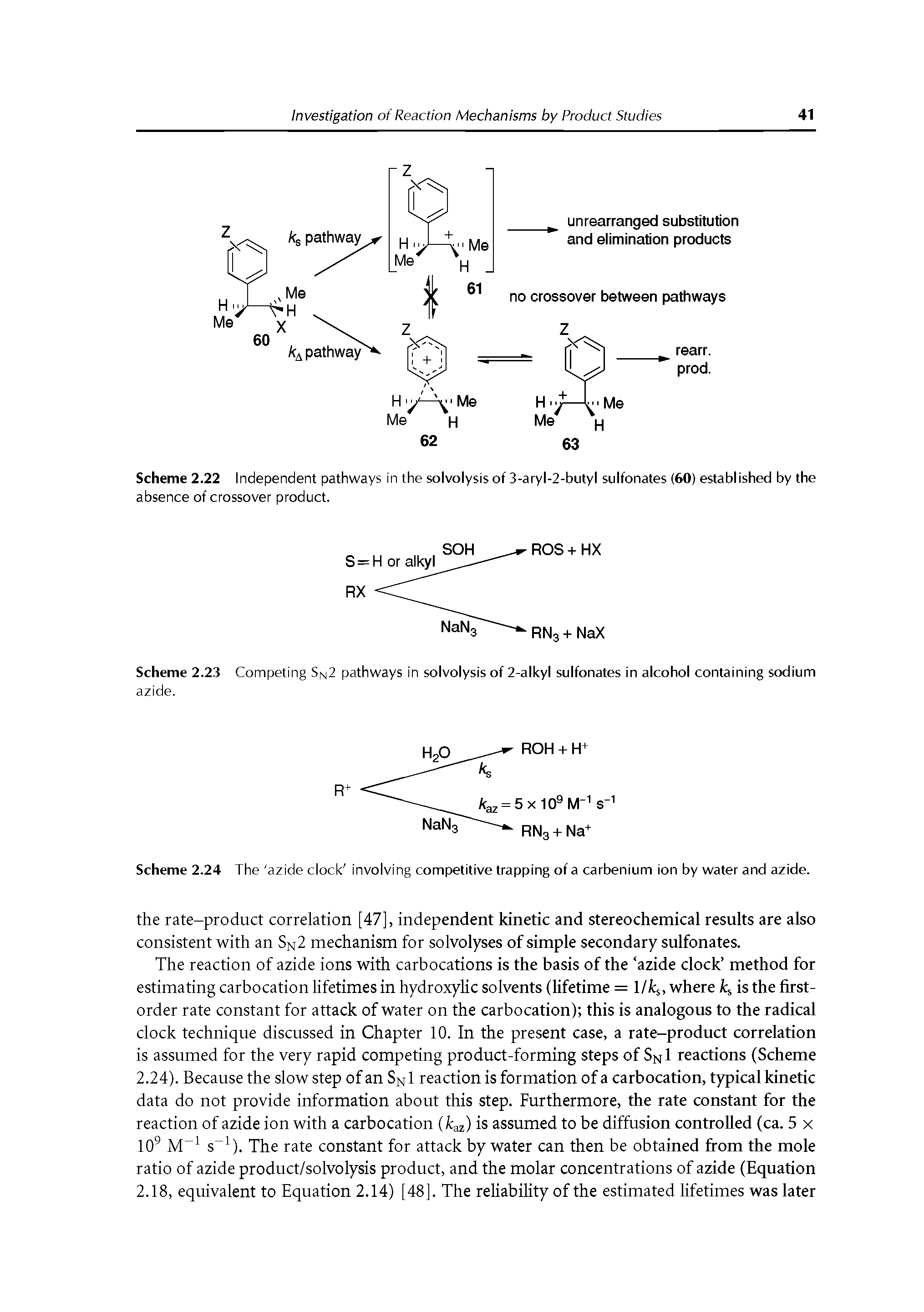 Scheme 2.22 Independent pathways in the solvolysis of 3-aryl-2-butyl sulfonates (60) established by the absence of crossover product.