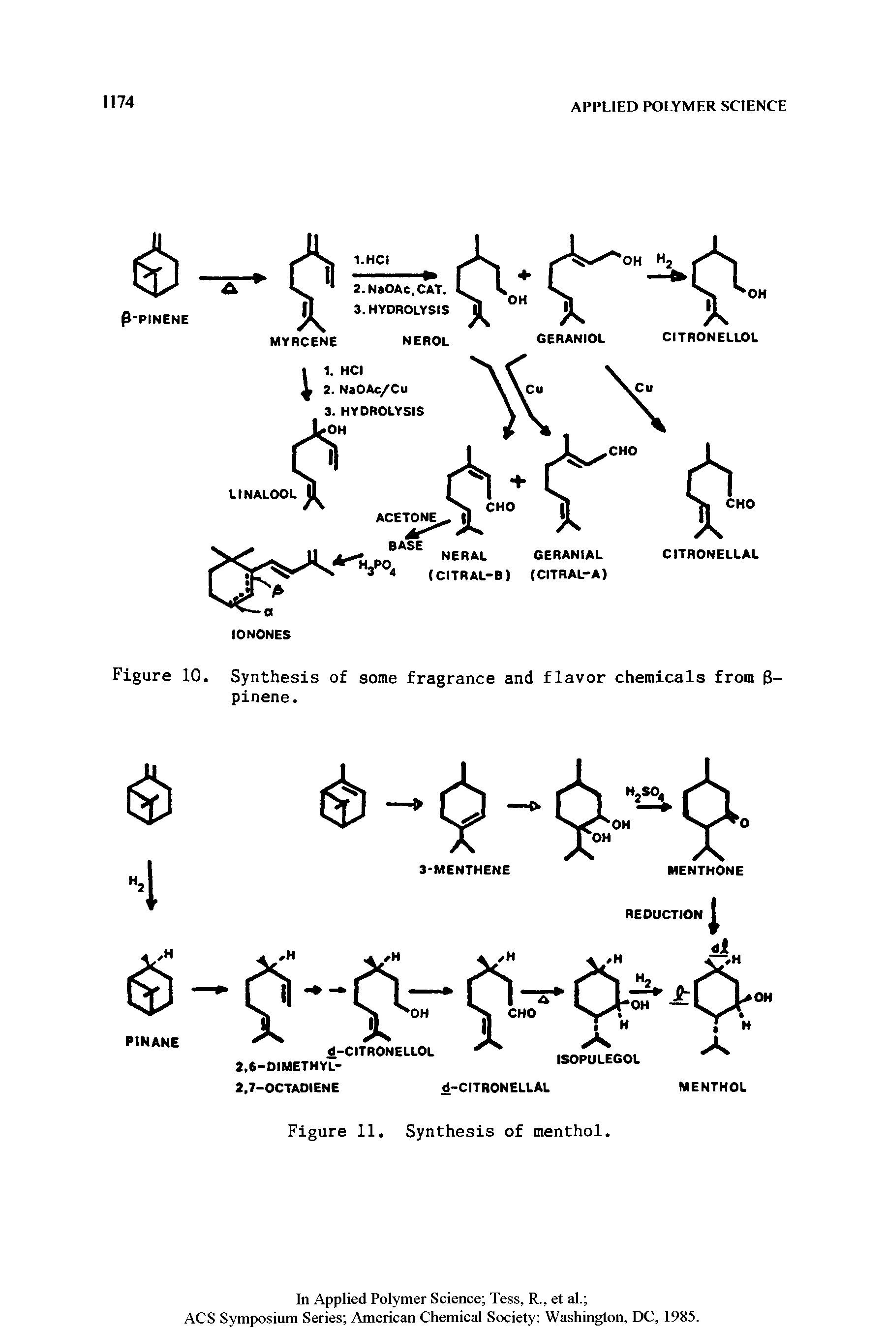 Figure 10. Synthesis of some fragrance and flavor chemicals from 6-pinene.