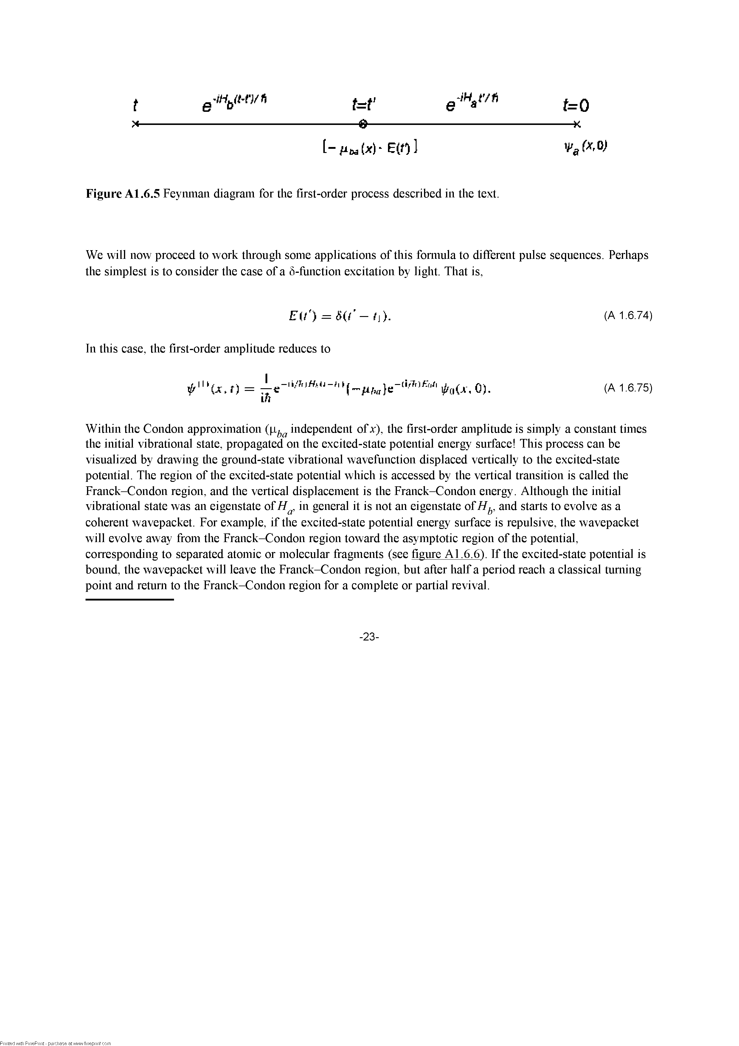 Figure Al.6.5 Feynman diagram for die first-order proeess deseribed in the text.