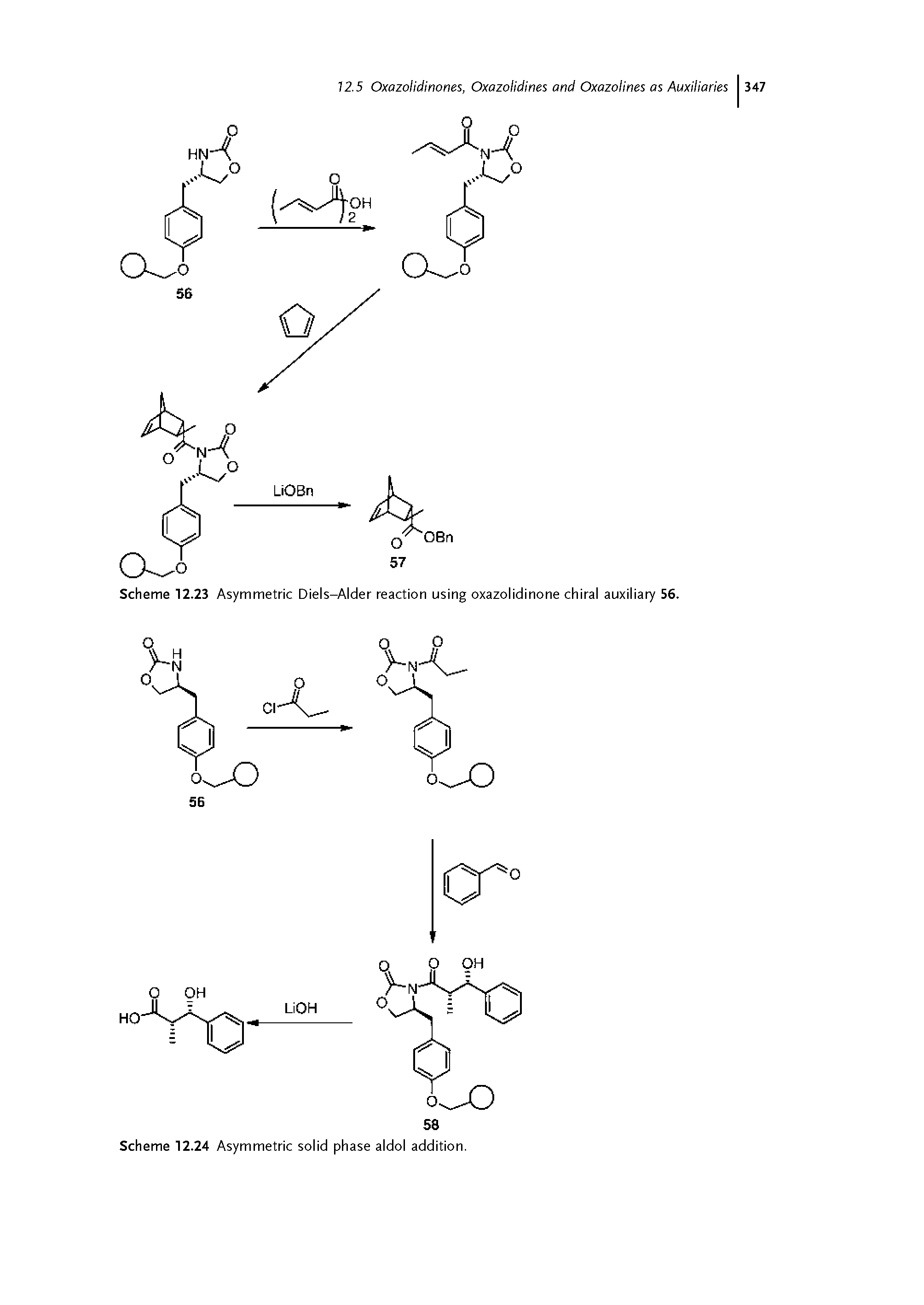 Scheme 12.23 Asymmetric Diels-Alder reaction using oxazolidinone chiral auxiliary 56.
