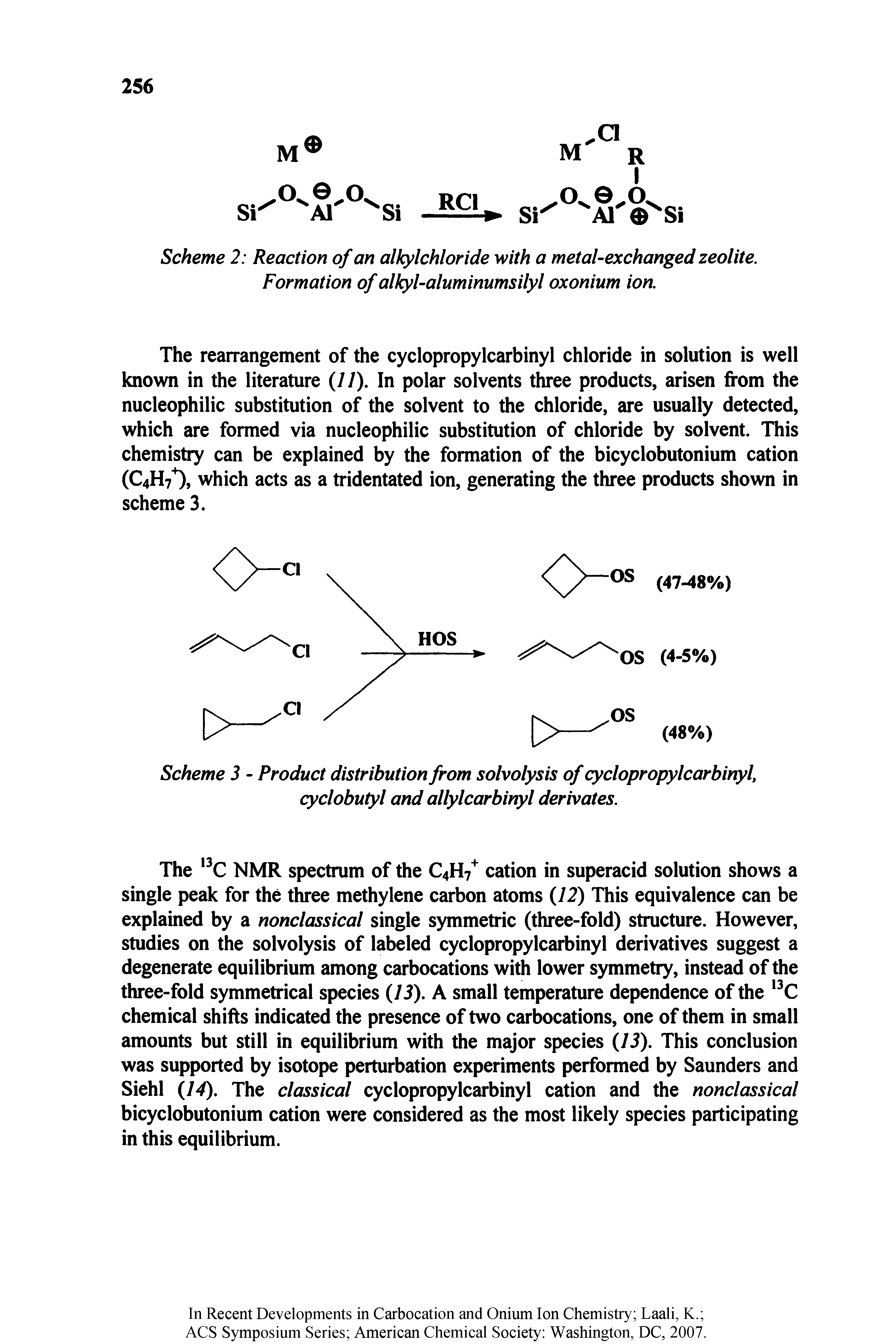 Scheme 2 Reaction of an alkylchloride with a metal-exchanged zeolite. Formation of alkyl-aluminumsilyl oxonium ion.