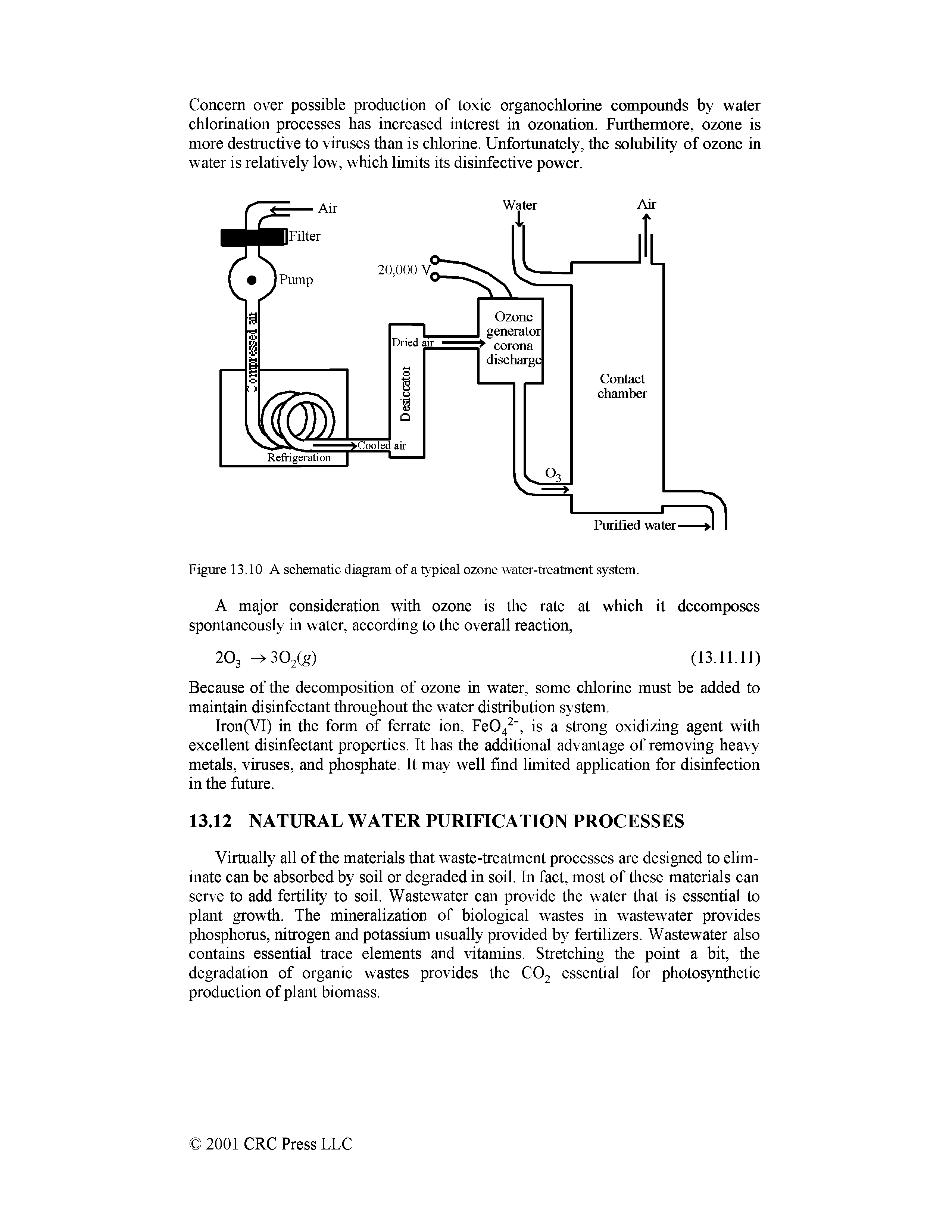 Figure 13.10 A schematic diagram of a typical ozone water-treatment system.