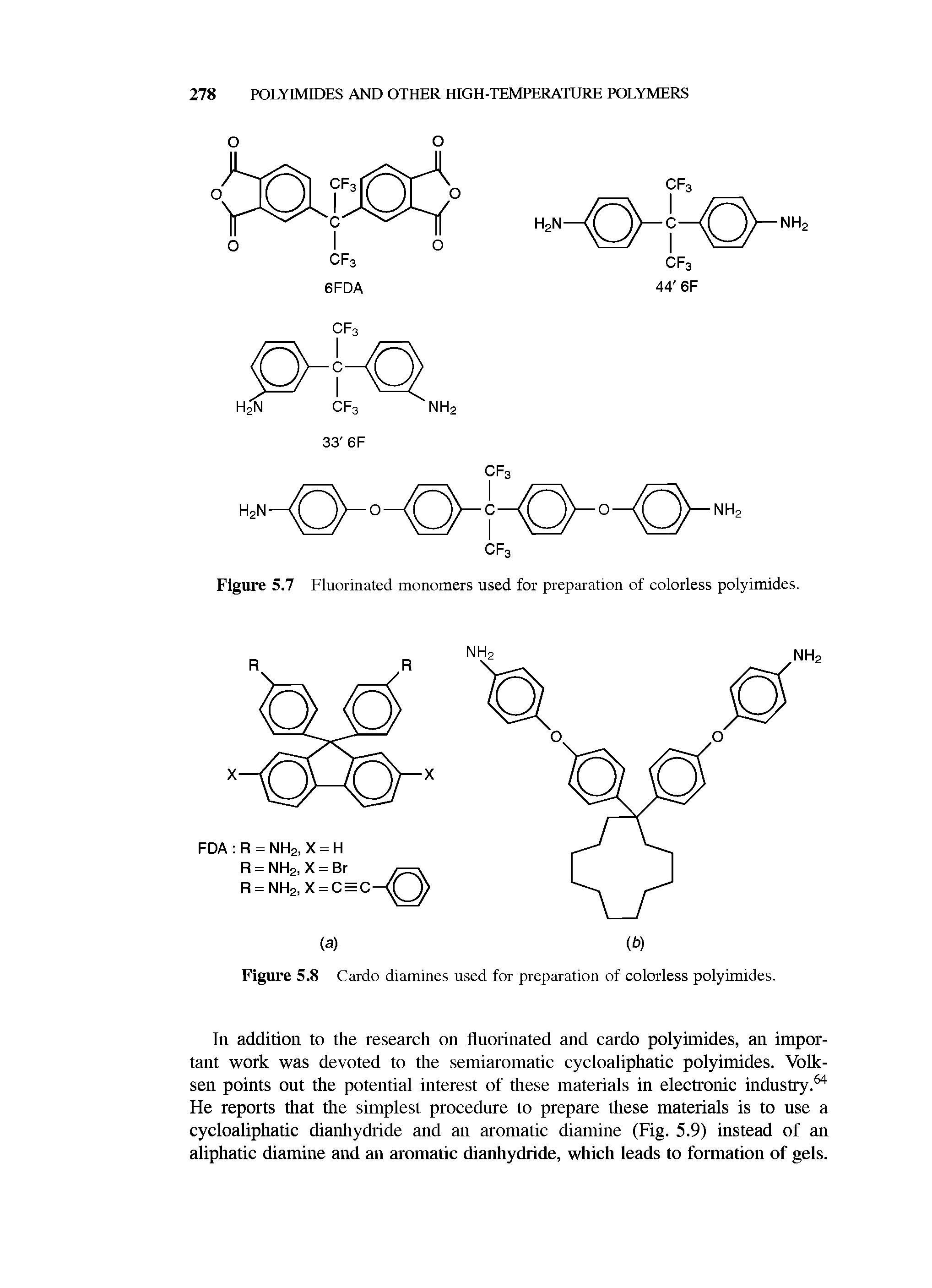 Figure 5.7 Fluorinated monomers used for preparation of colorless polyimides.