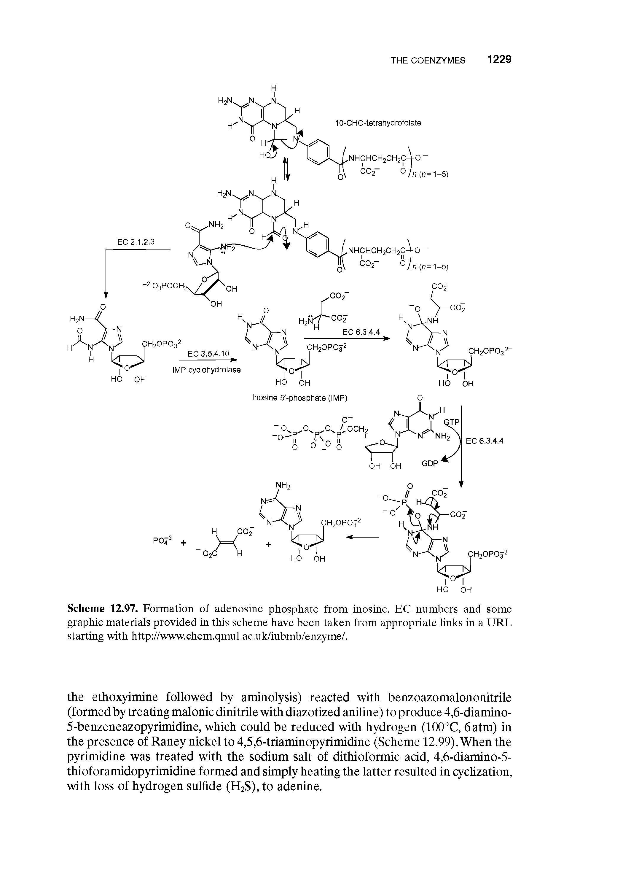 Scheme 12.97. Formation of adenosine phosphate from inosine. EC numbers and some graphic materials provided in this scheme have been taken from appropriate links in a URL starting with http //www.chem.qmul.ac.uk/iubmb/enzyme/.