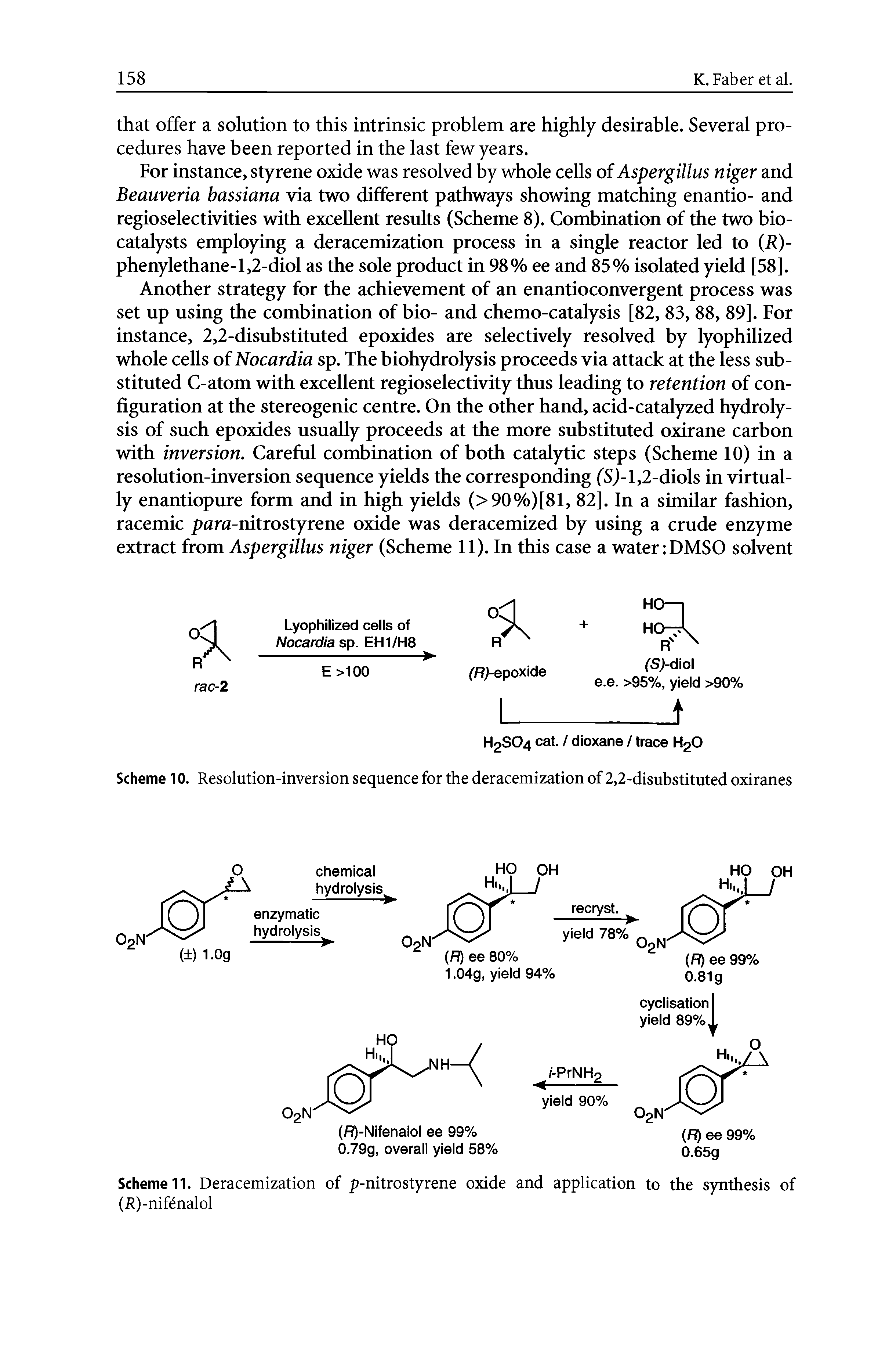 Scheme 11. Deracemization of p-nitrostyrene oxide and application to the synthesis of (R)-nifenalol...