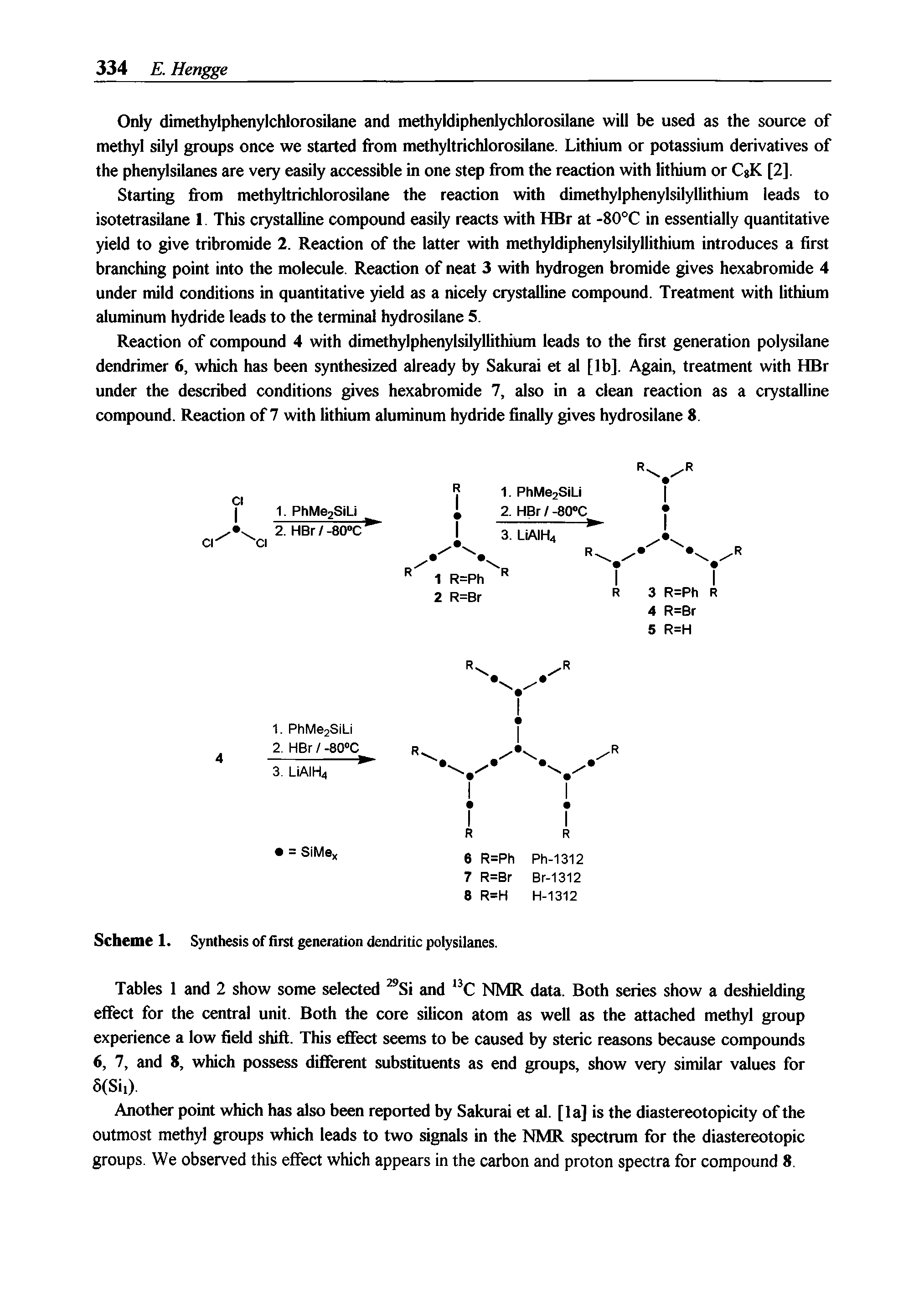 Scheme 1. Synthesis of first generation dendritic polysilanes.