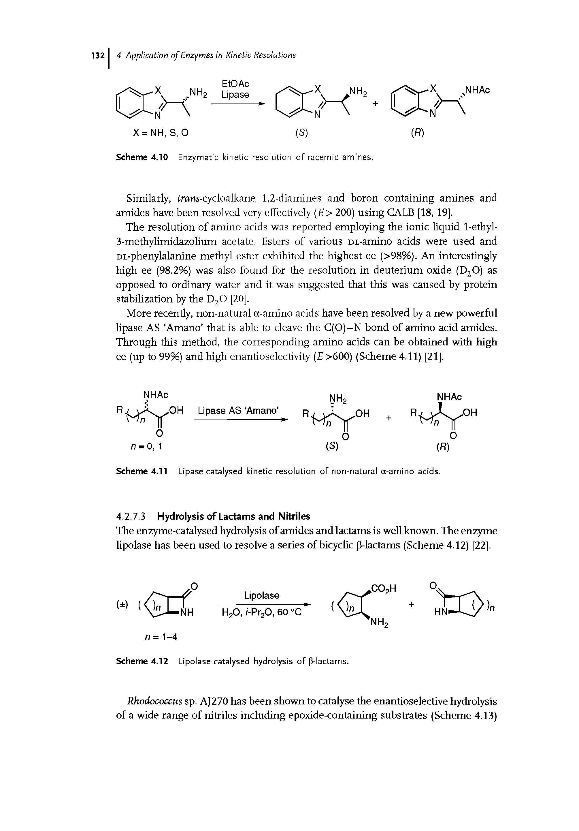 Scheme 4.10 Enzymatic kinetic resolution of racemic amines.