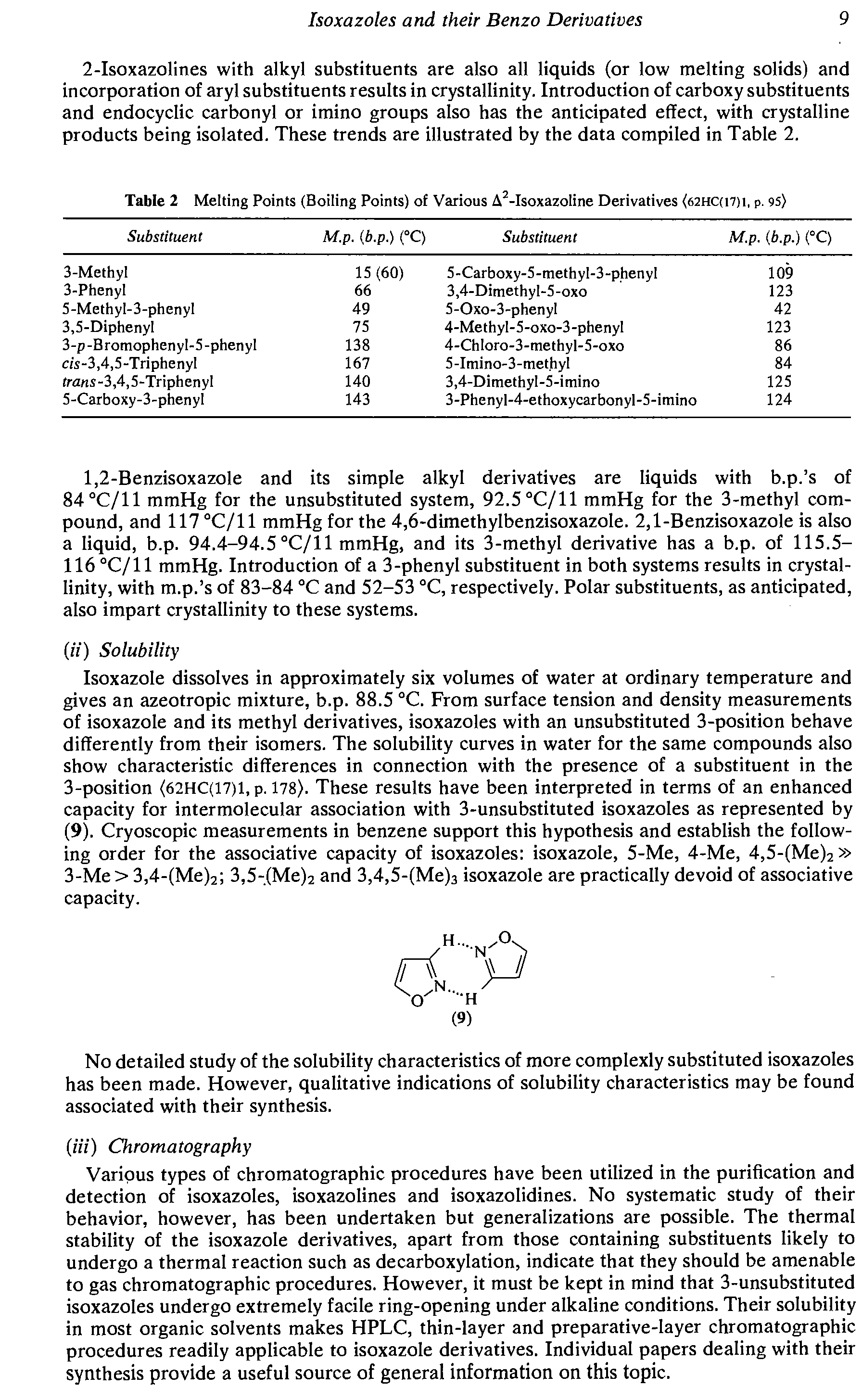 Table 2 Melting Points (Boiling Points) of Various A -Isoxazoline Derivatives (62HC(i7)i, p. 95>...