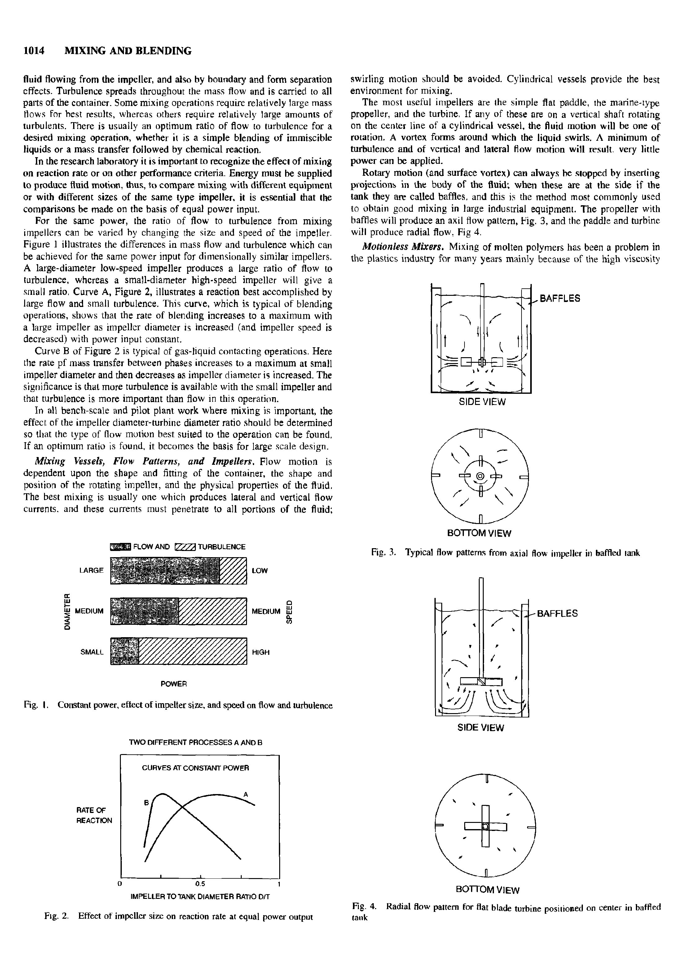 Fig. I. Constant power, eftect of impeller size, and speed on flow and turbulence...