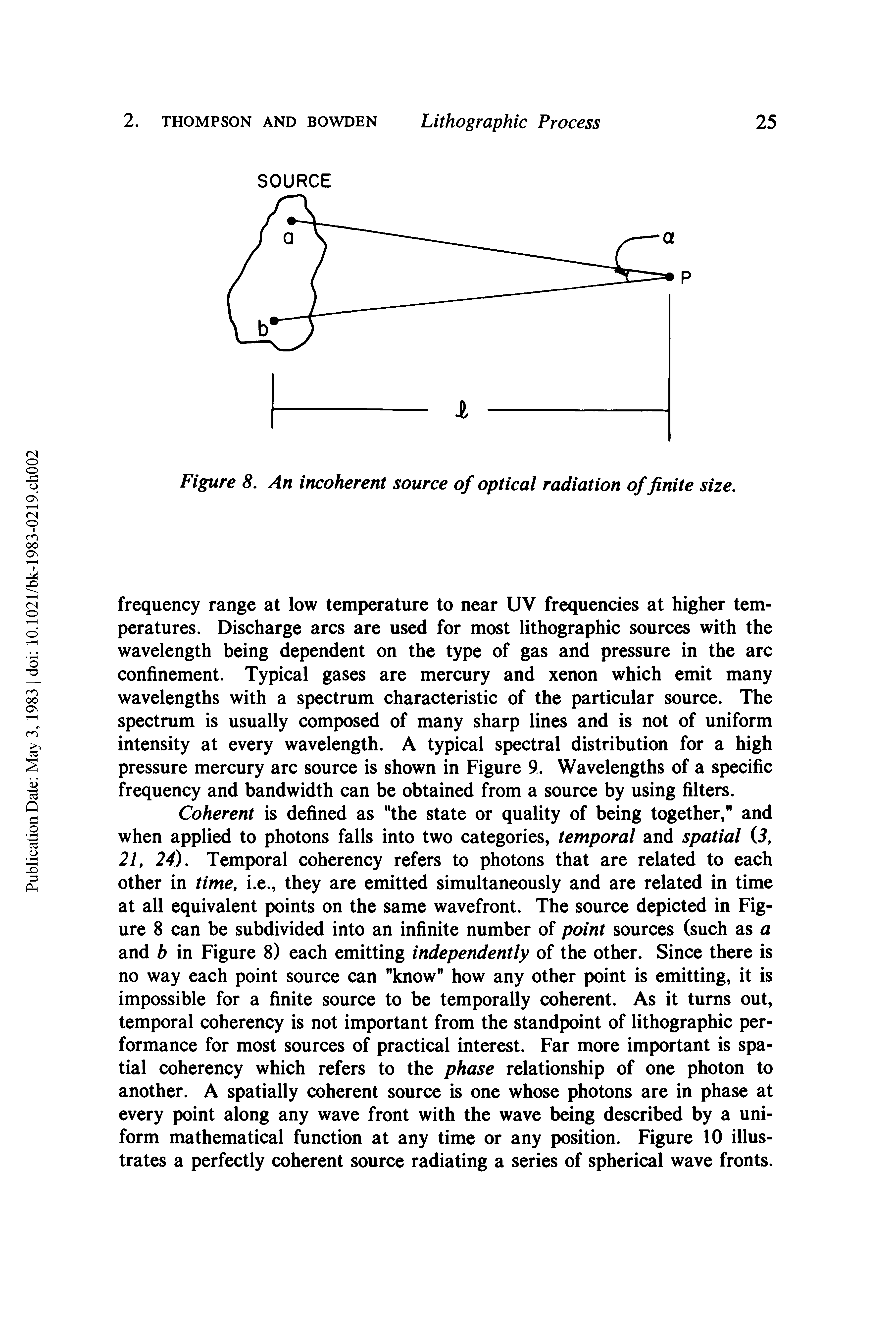 Figure 8. An incoherent source of optical radiation of finite size.
