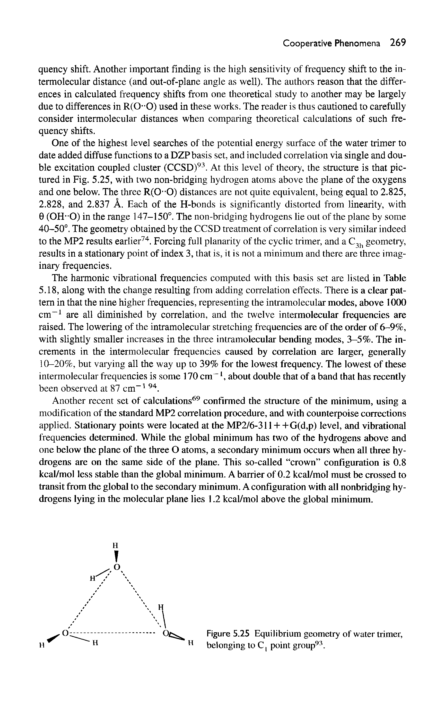 Figure 5.25 Equilibrium geometry of water trimer, belonging to C, point group . ...