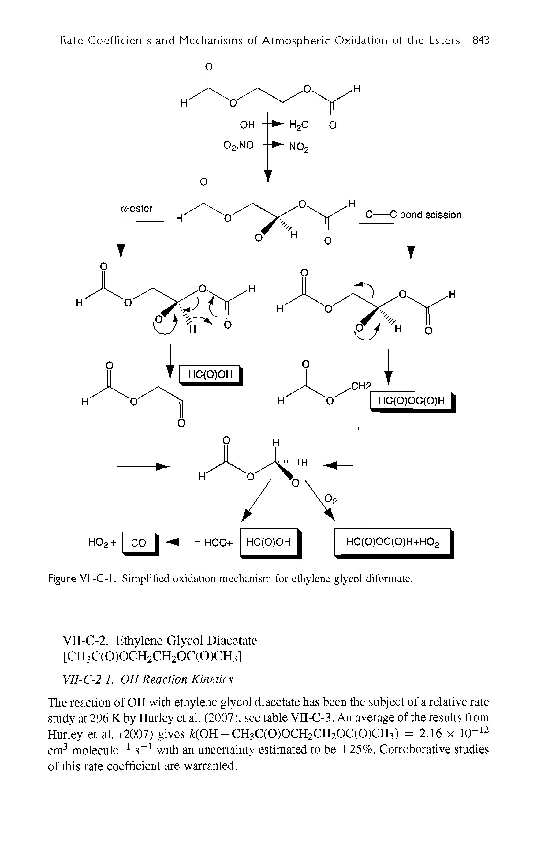 Figure Vll-C-1. Simplified oxidation mechanism for ethylene glycol diformate.
