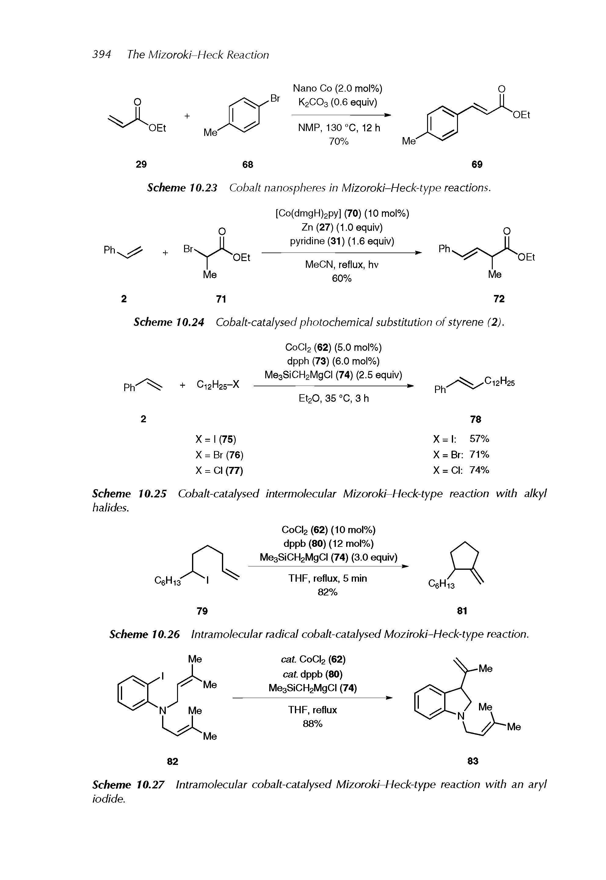 Scheme 10.25 Cobalt-catalysed intermolecular Mizoroki-Heck-type reaction with alkyl halides.