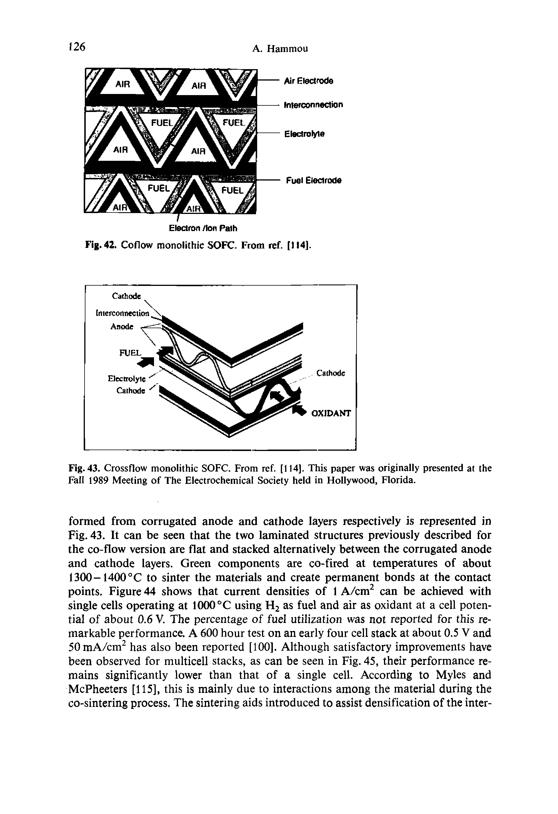 Fig. 43. Crossflow monolithic SOFC. From ref. [114]. This paper was originally presented at the Fall 1989 Meeting of The Electrochemical Society held in Hollywood, Florida.