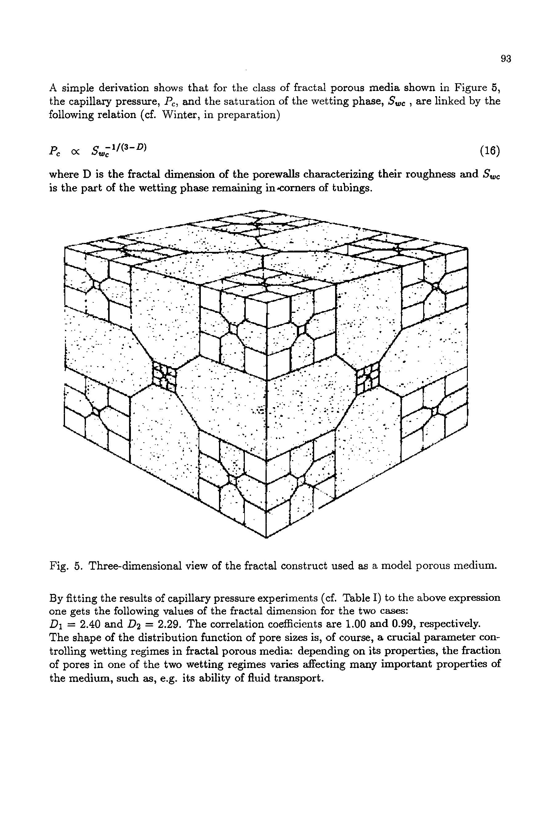 Fig. 5. Three-dimensional view of the fractal construct used as a model porous medium.