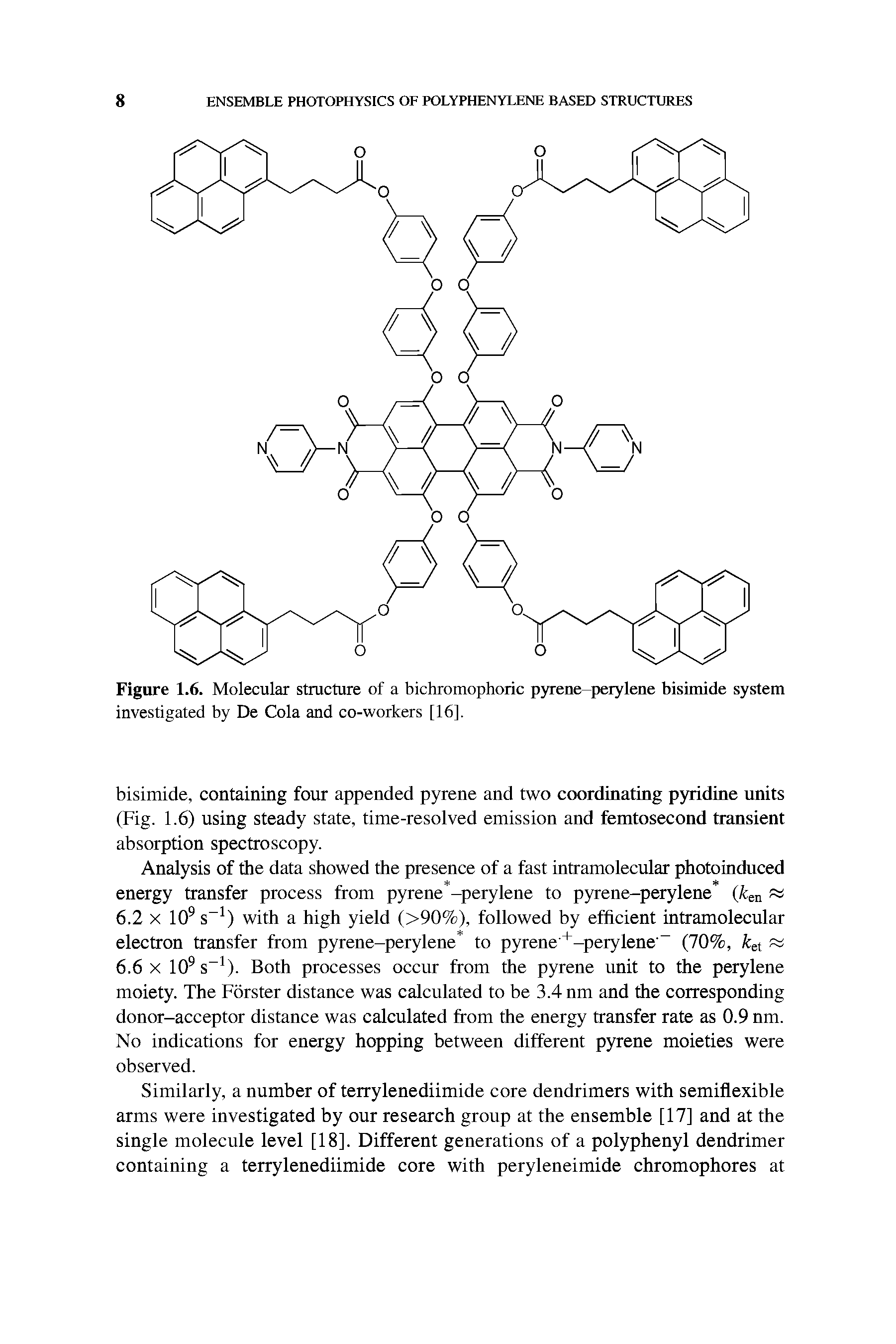 Figure 1.6. Molecular structure of a bichromophoric pyrene-perylene bisimide system investigated by De Cola and co-workers [16].