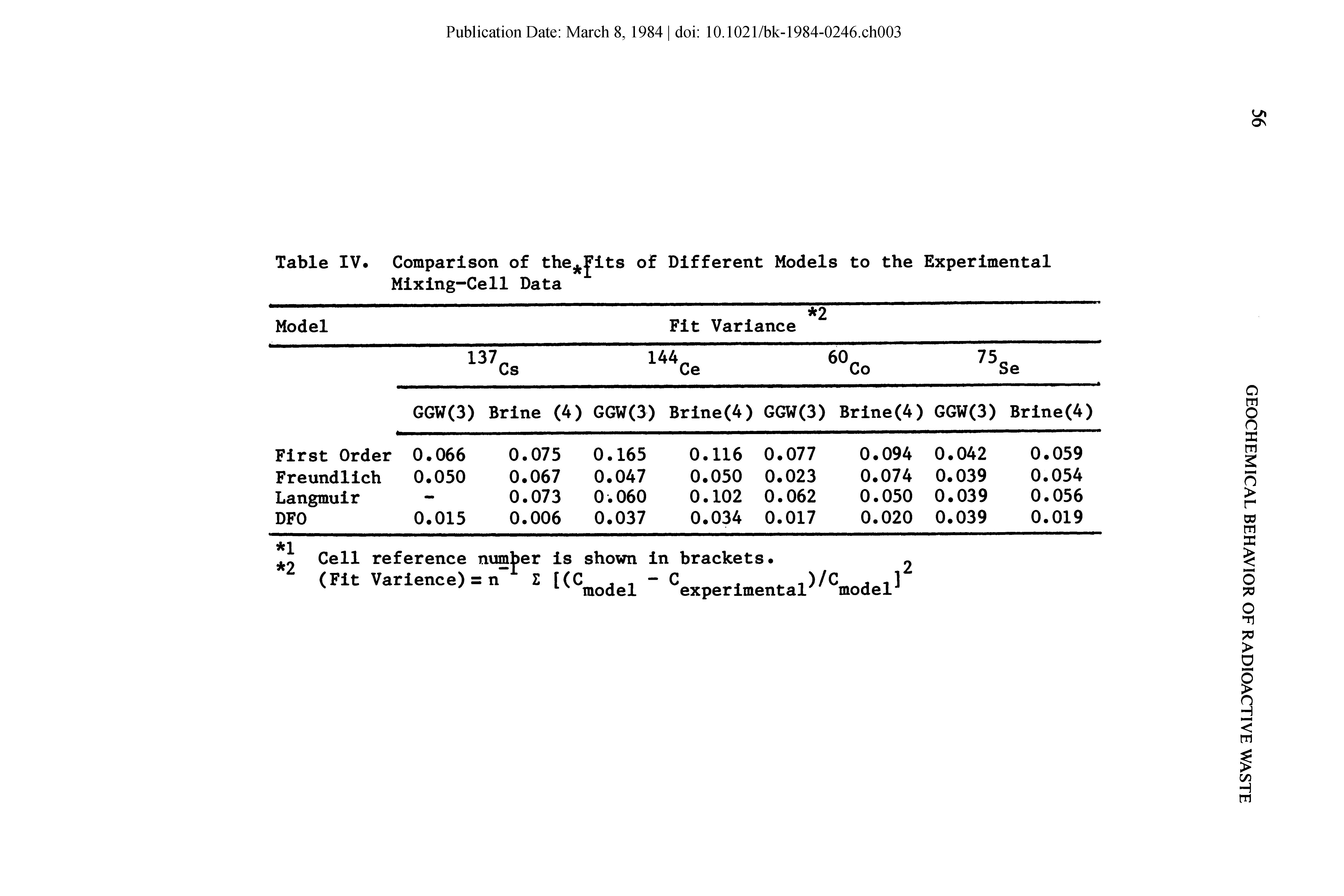 Table IV. Comparison of the Fits of Different Models to the Experimental Mixing-Cell Data...