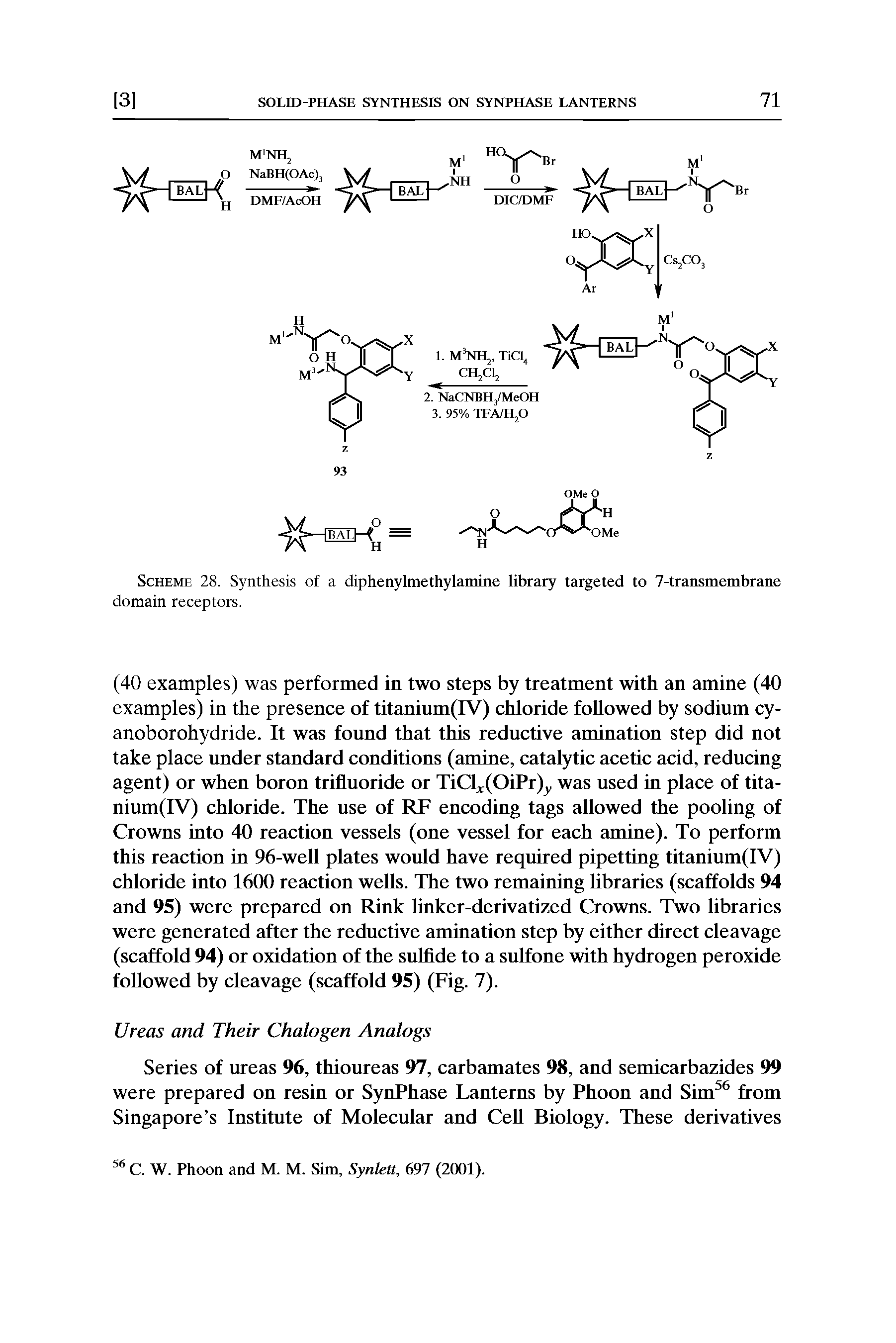 Scheme 28. Synthesis of a diphenylmethylamine library targeted to 7-transmembrane domain receptors.