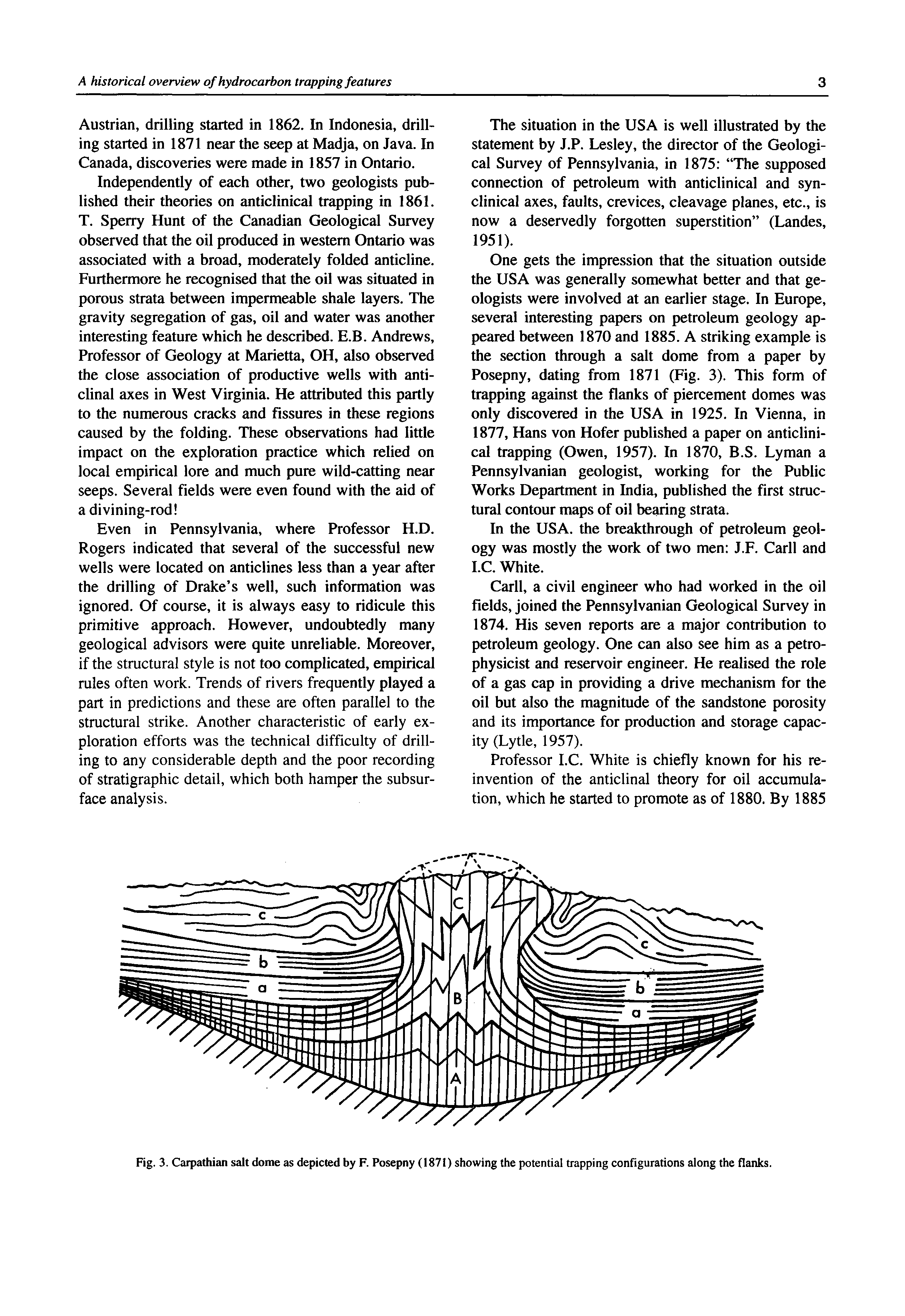 Fig. 3. Carpathian salt dome as depicted by F. Posepny (1871) showing the potential trapping configurations along the flanks.