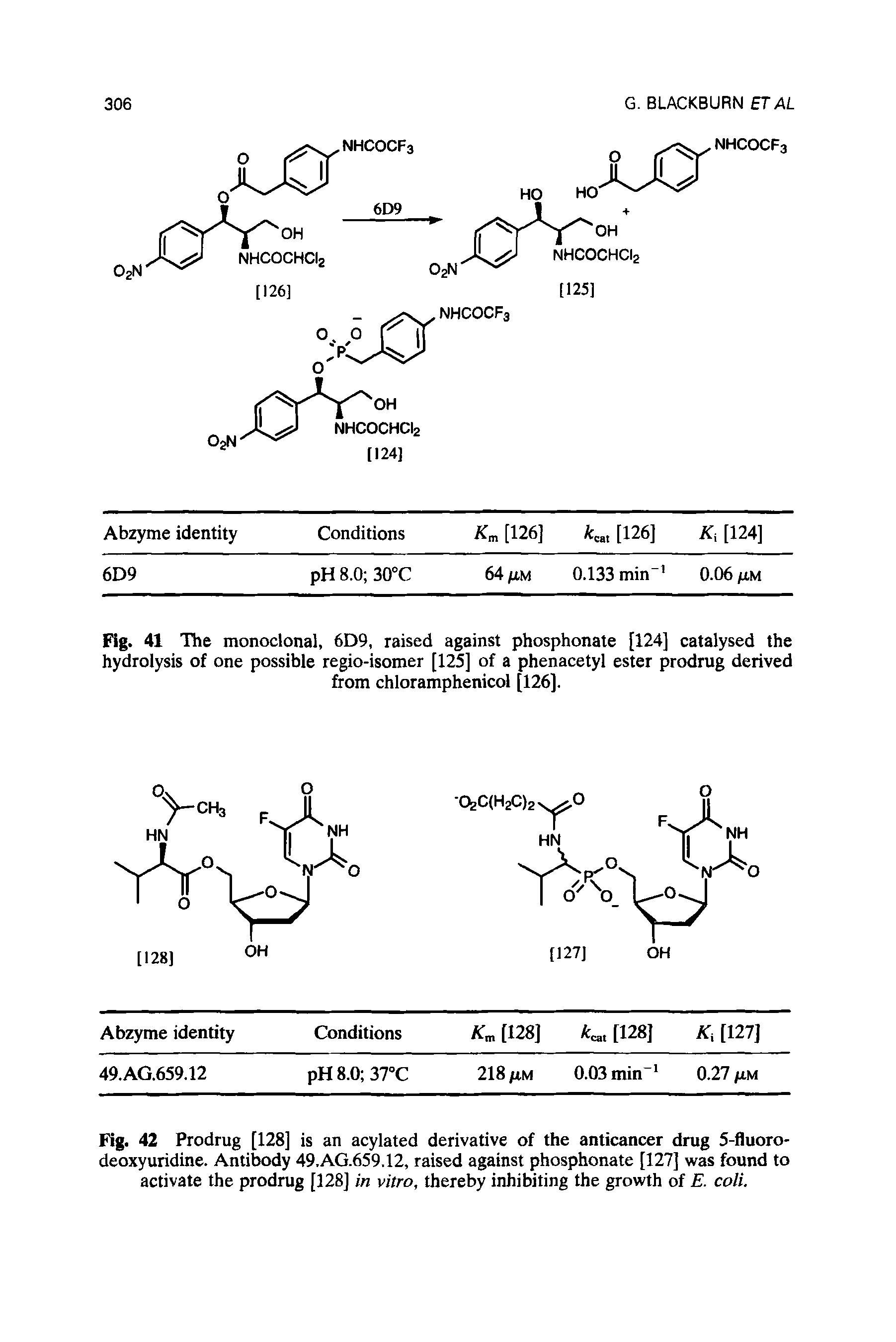 Fig. 41 The monoclonal, 6D9, raised against phosphonate [124] catalysed the hydrolysis of one possible regio-isomer [125] of a phenacetyl ester prodrug derived...