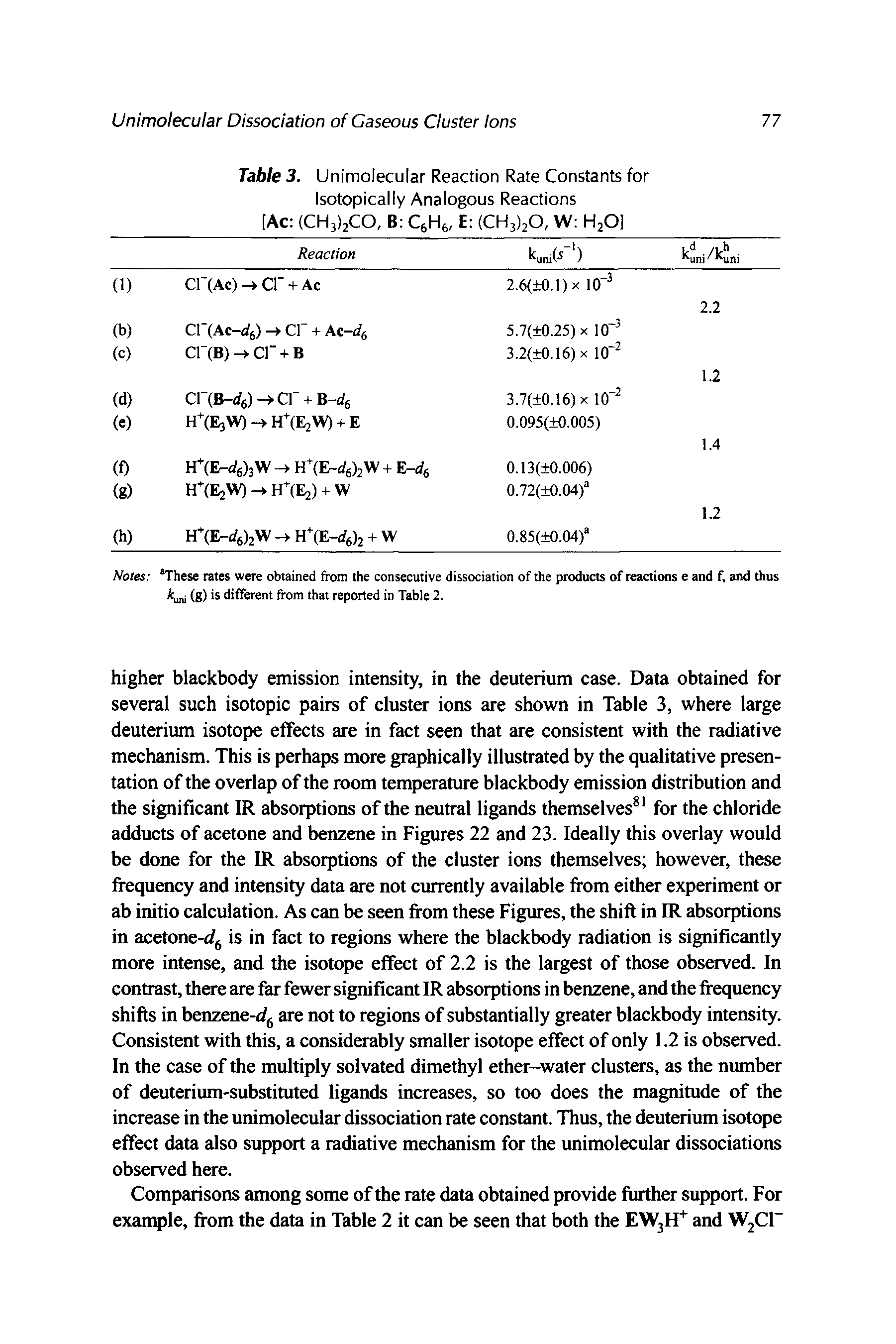Table 3. Unimolecular Reaction Rate Constants for Isotopically Analogous Reactions [Ac (CHaljCO, B CeHe, E (CHjIjO, W HjO]...