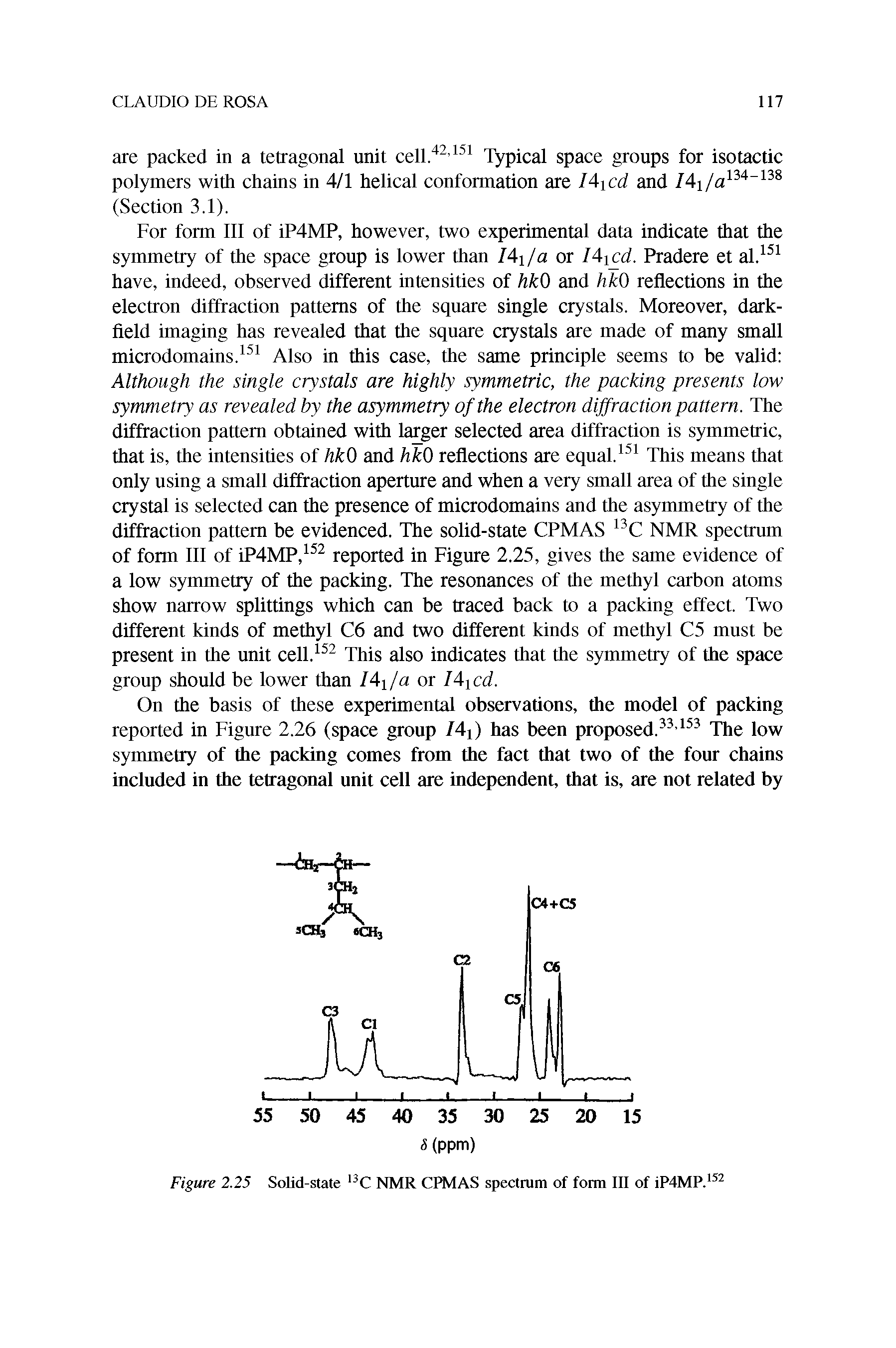 Figure 2.25 Solid-state 13C NMR CPMAS spectrum of form III of iP4MP.152...