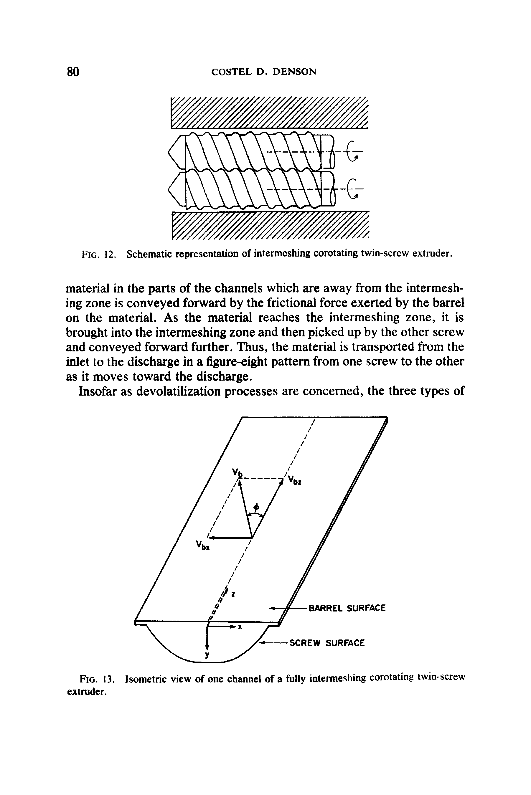 Fig. 12. Schematic representation of intermeshing corotating twin-screw extruder.