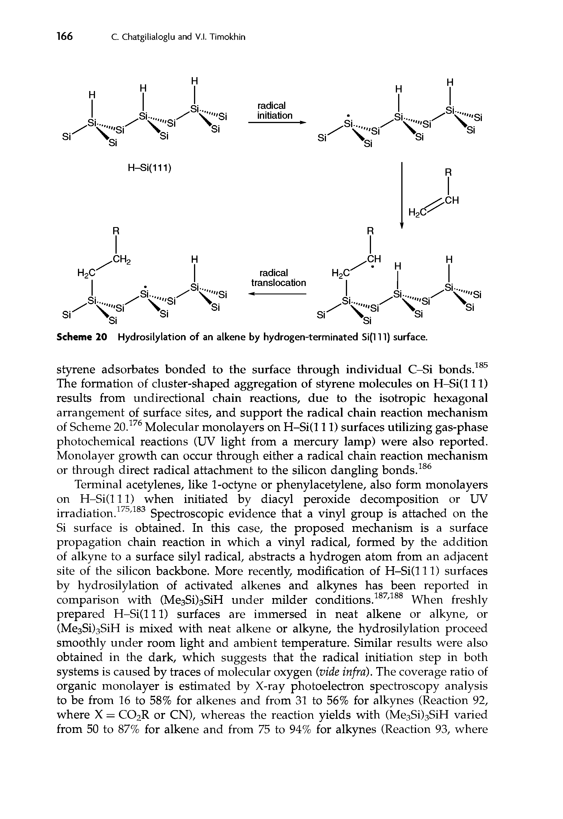 Scheme 20 Hydrosilylation of an alkene by hydrogen-terminated Si(l 11) surface.