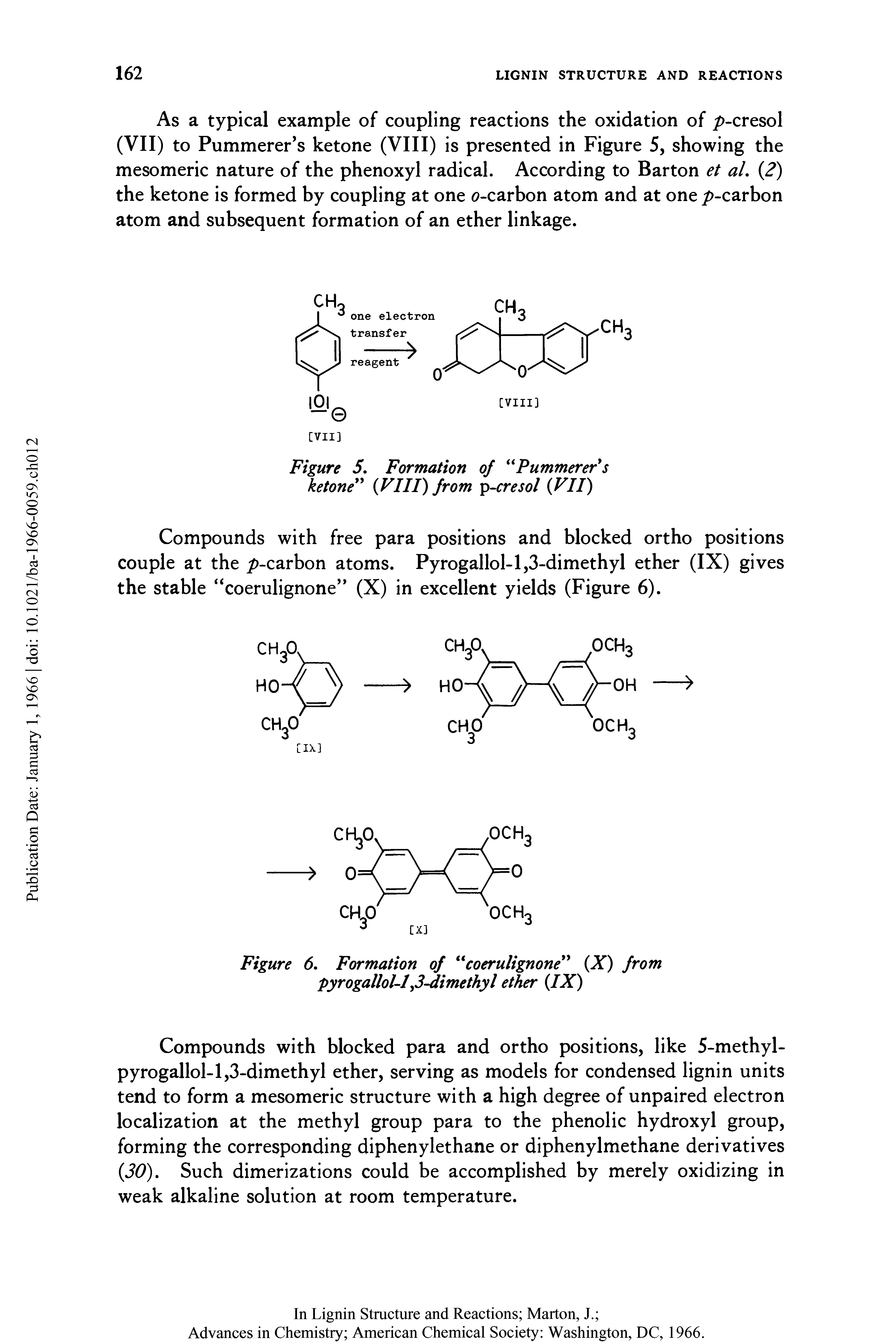 Figure 5. Formation of Pummerer s ketone VIII) from p-cresol VII)...