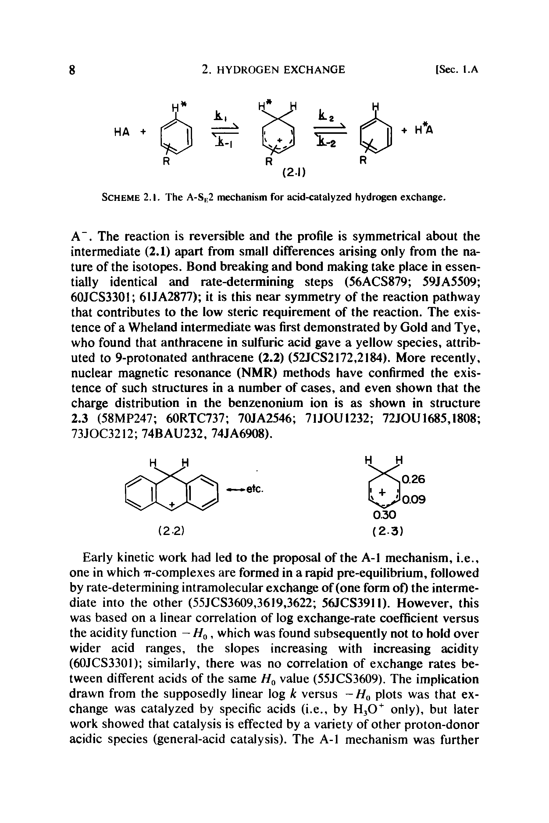 Scheme 2.1. The A-SE2 mechanism for acid-catalyzed hydrogen exchange.