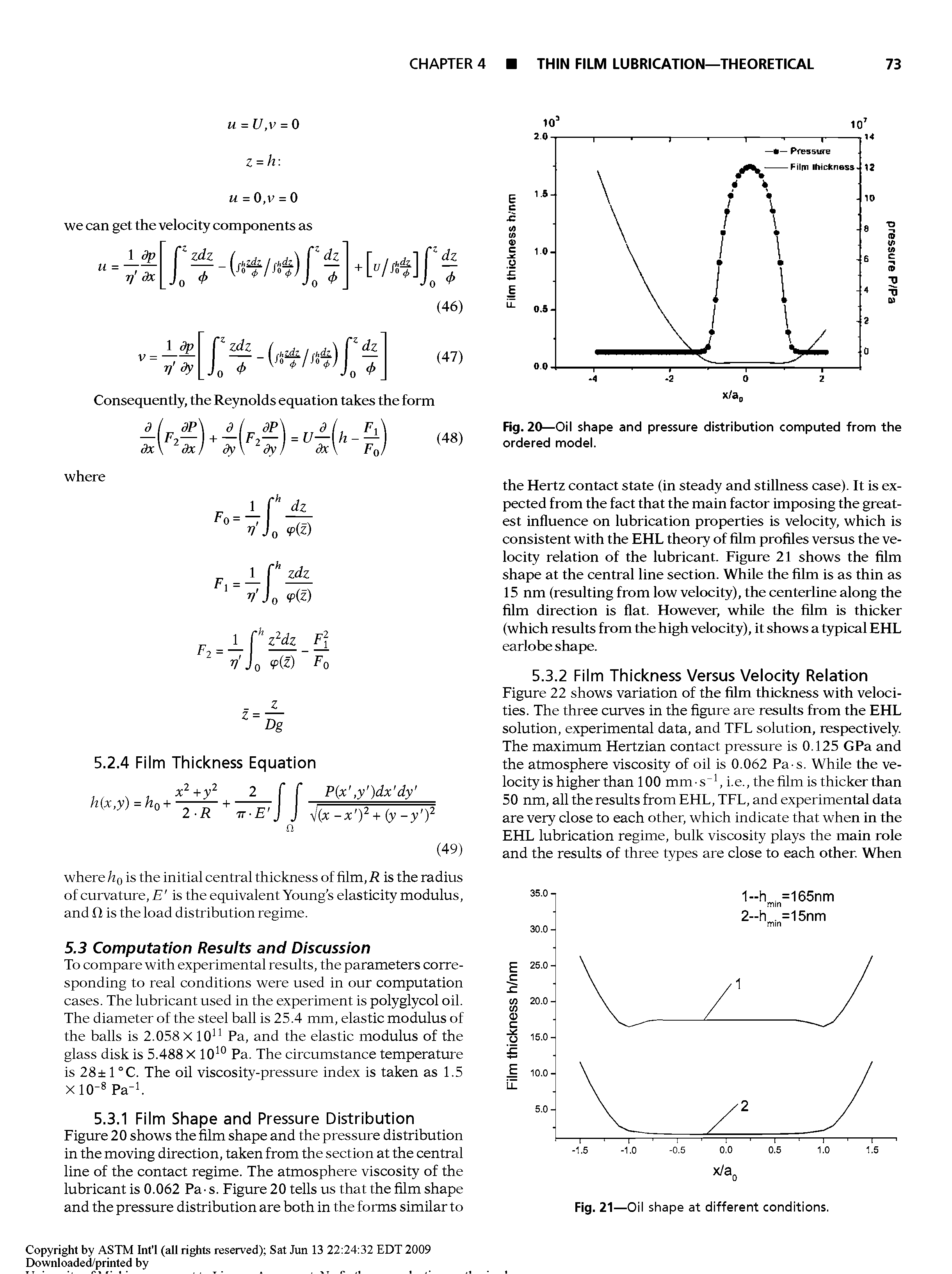 Fig. 20—Oil shape and pressure distribution computed from the ordered model.