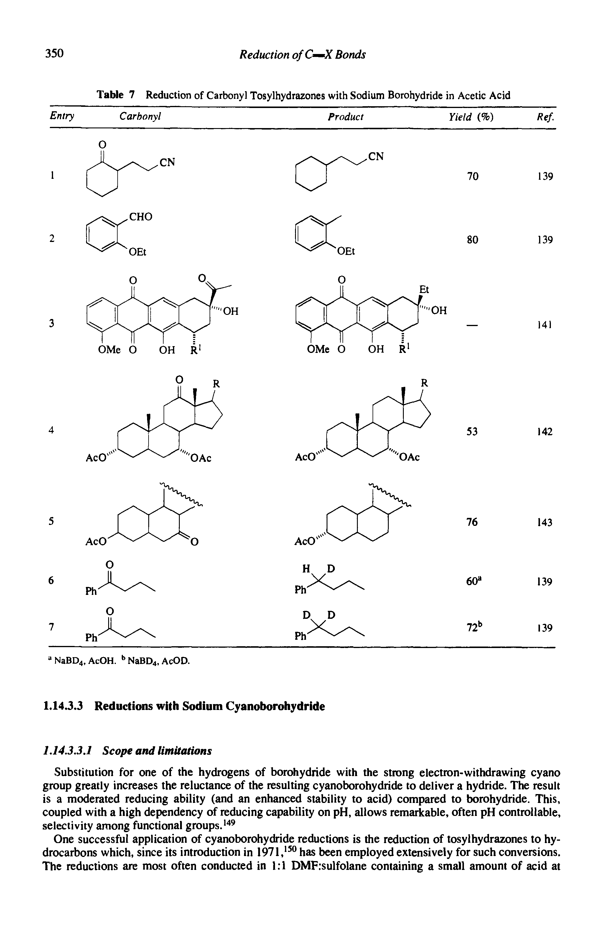 Table 7 Reduction of Carbonyl Tosylhydrazones with Sodium Borohydride in Acetic Acid...