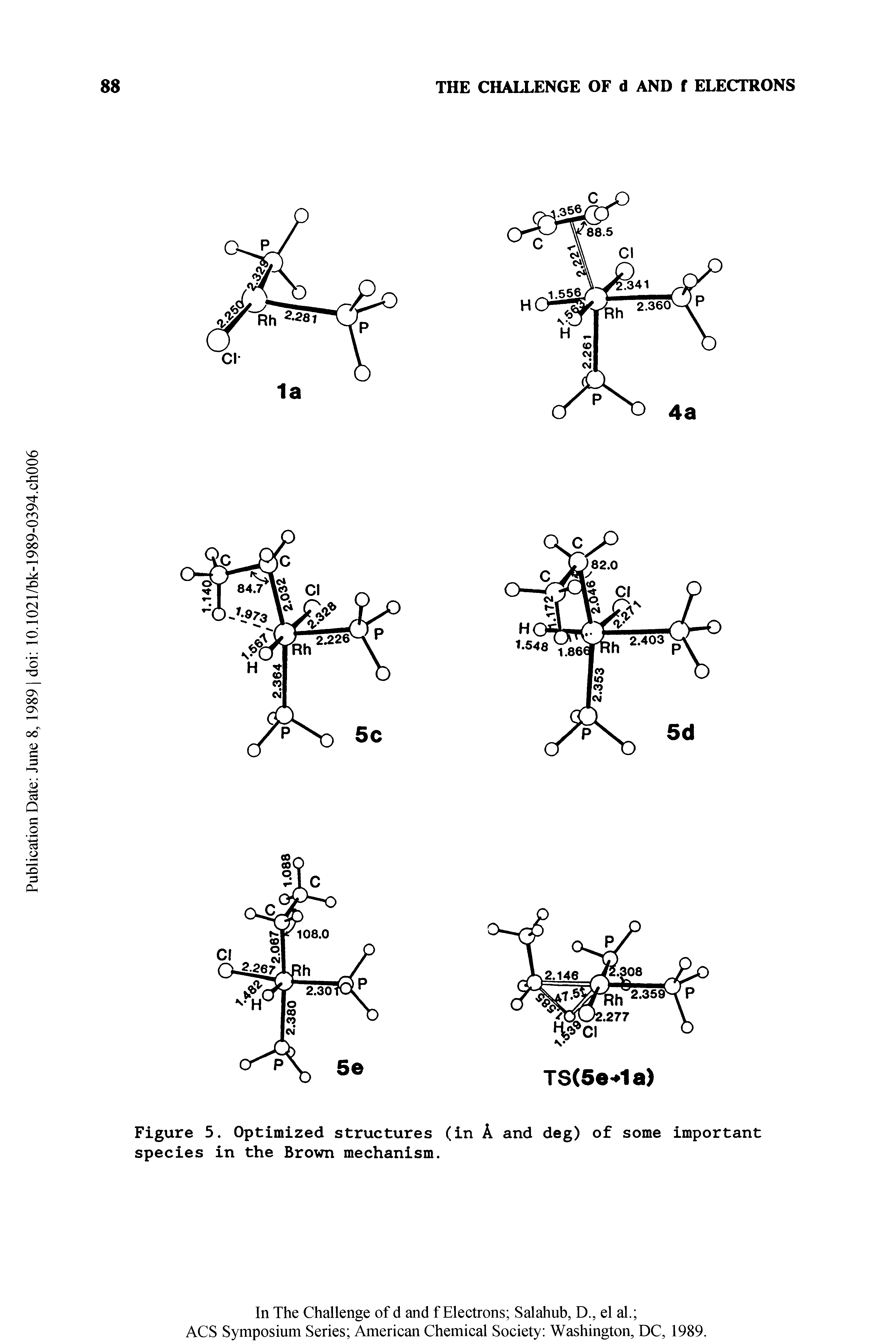 Figure 5. Optimized structures (in A and deg) of some important species in the Brown mechanism.
