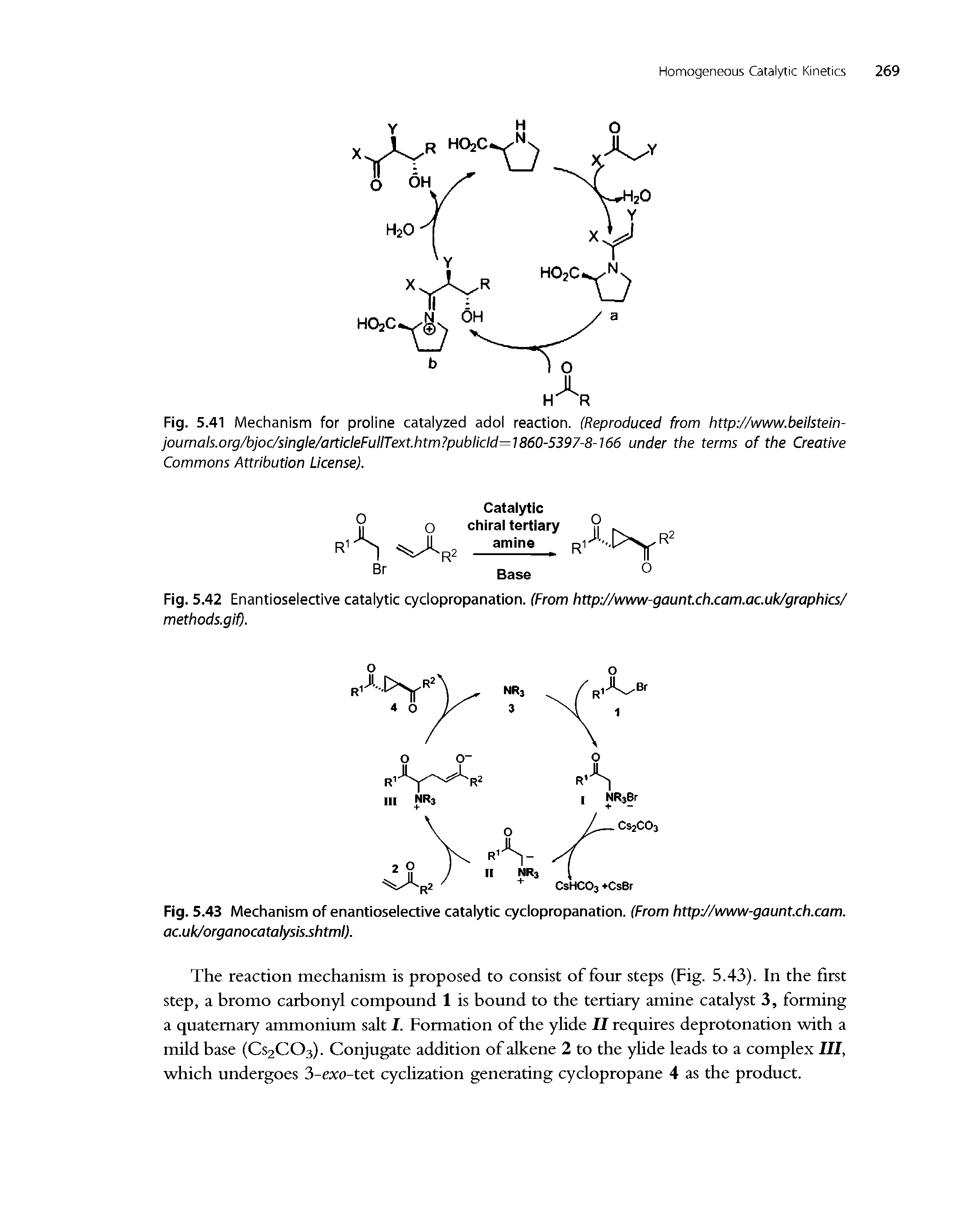 Fig. 5.43 Mechanism of enantioselective catalytic cyclopropanation. (From httpj/www-gaunt.ch.cam. ac.uk/organocatalysis.sbtml).