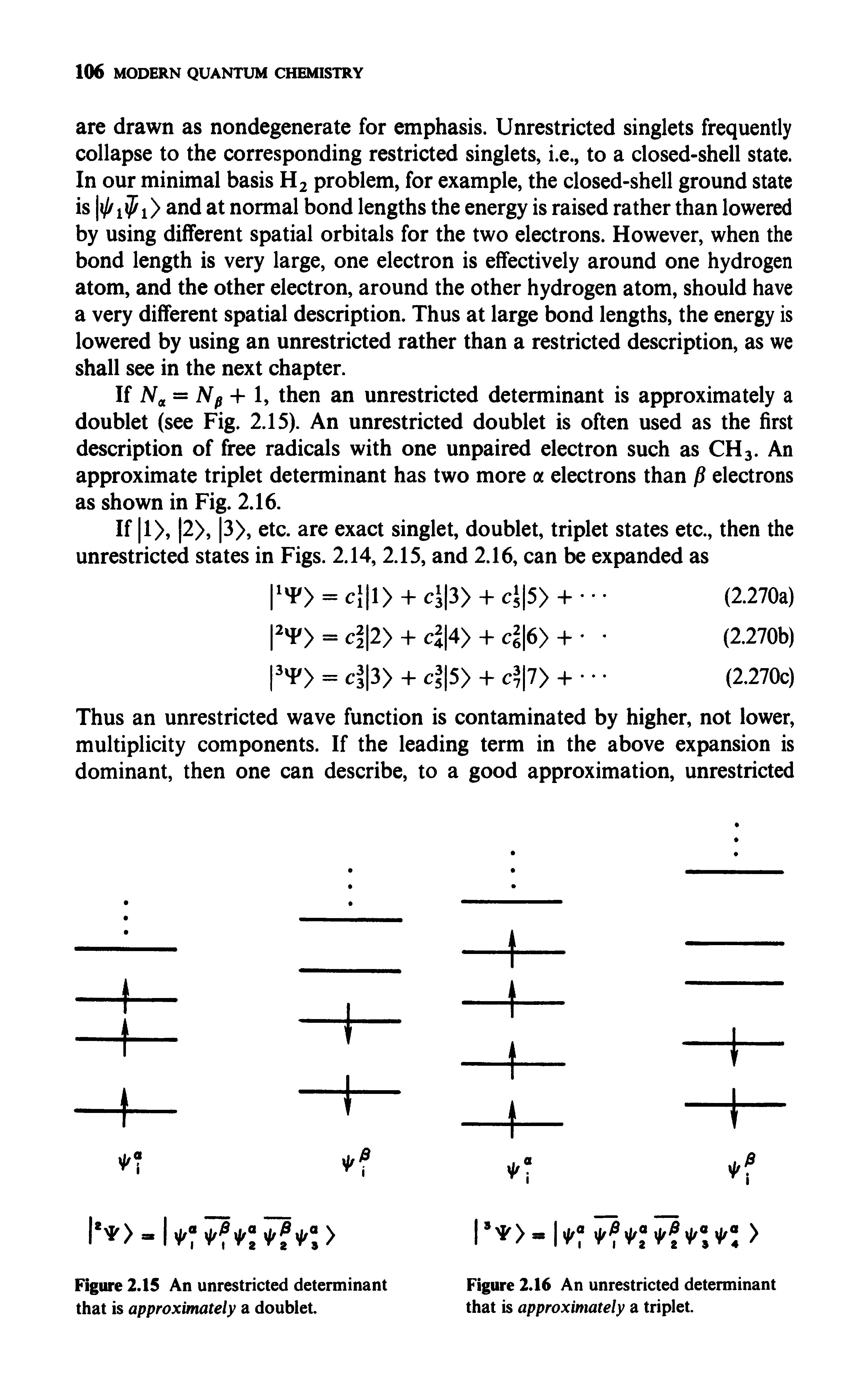 Figure 2.15 An unrestricted determinant that is approximately a doublet.