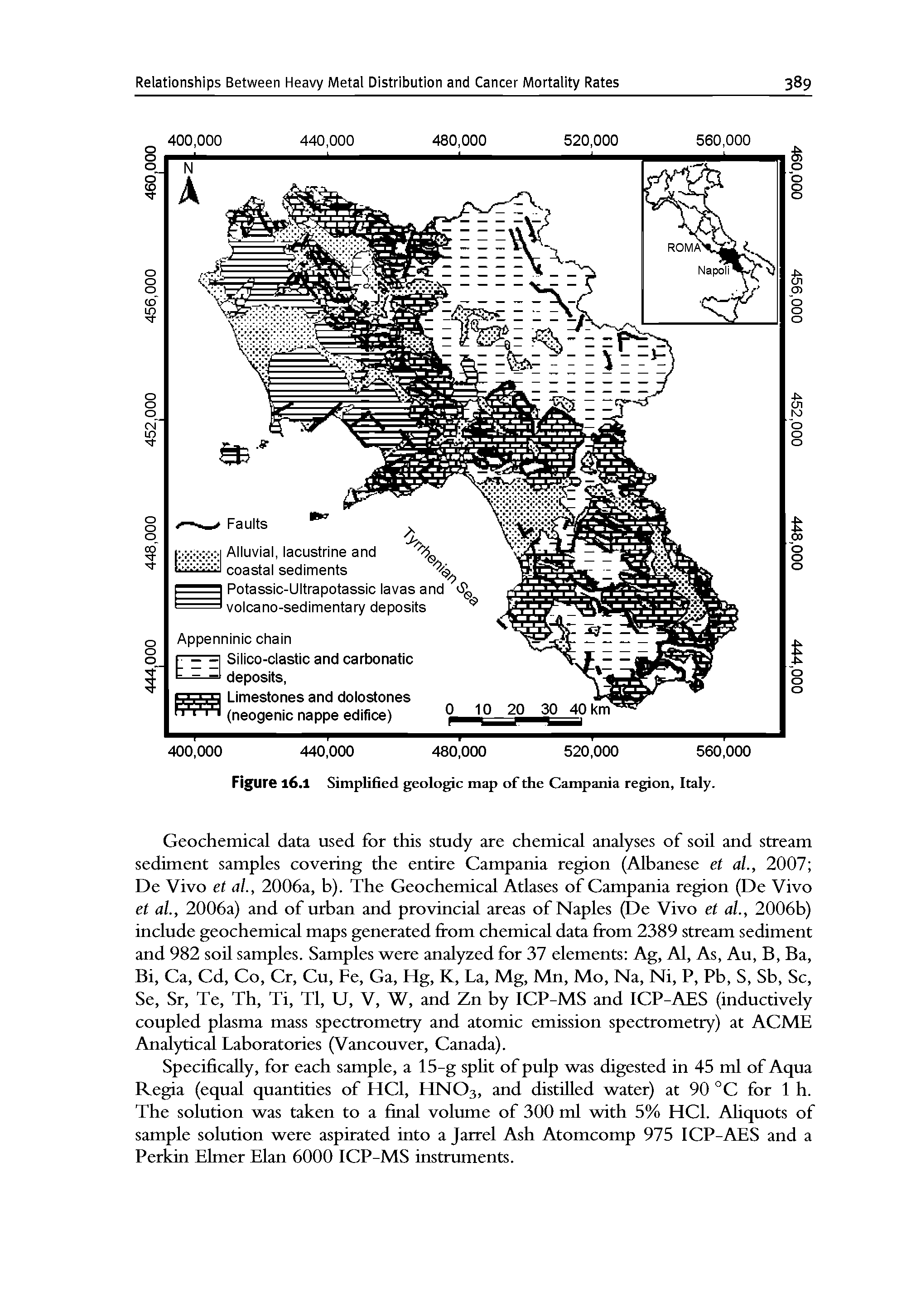 Figure 16.I Simplified geologic map of the Campania region, Italy.