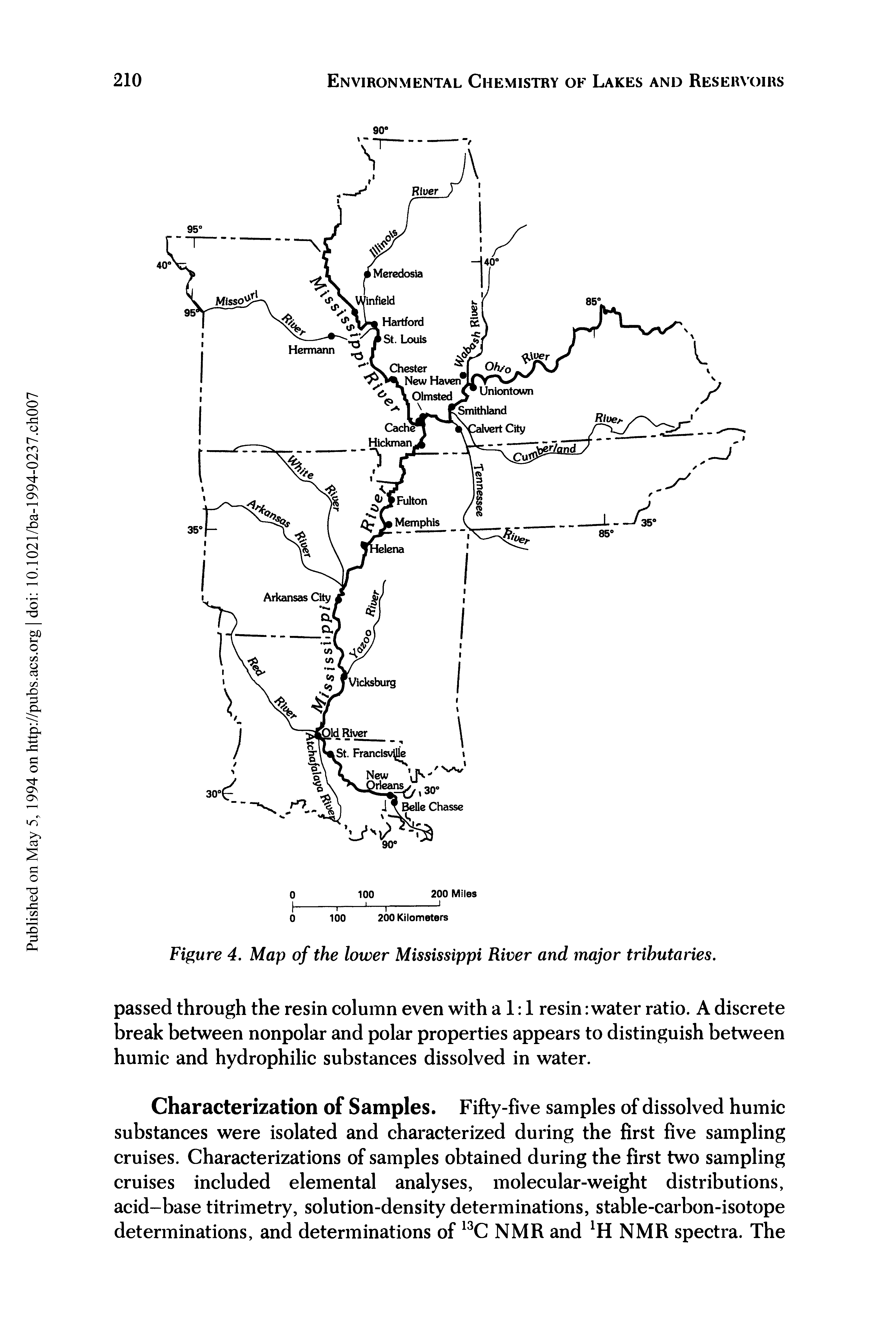 Figure 4. Map of the lower Mississippi River and major tributaries.