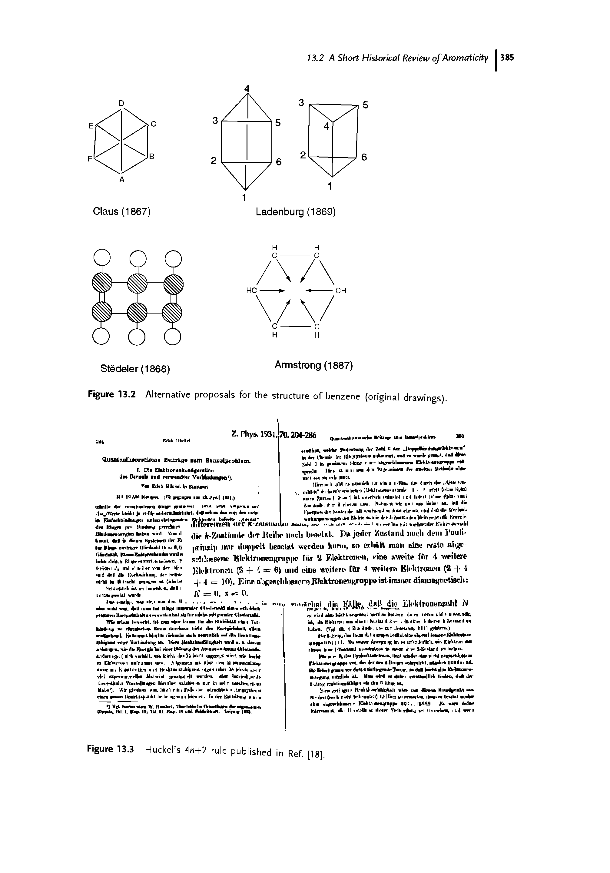 Figure 13.2 Alternative proposals for the structure of benzene (original drawings).