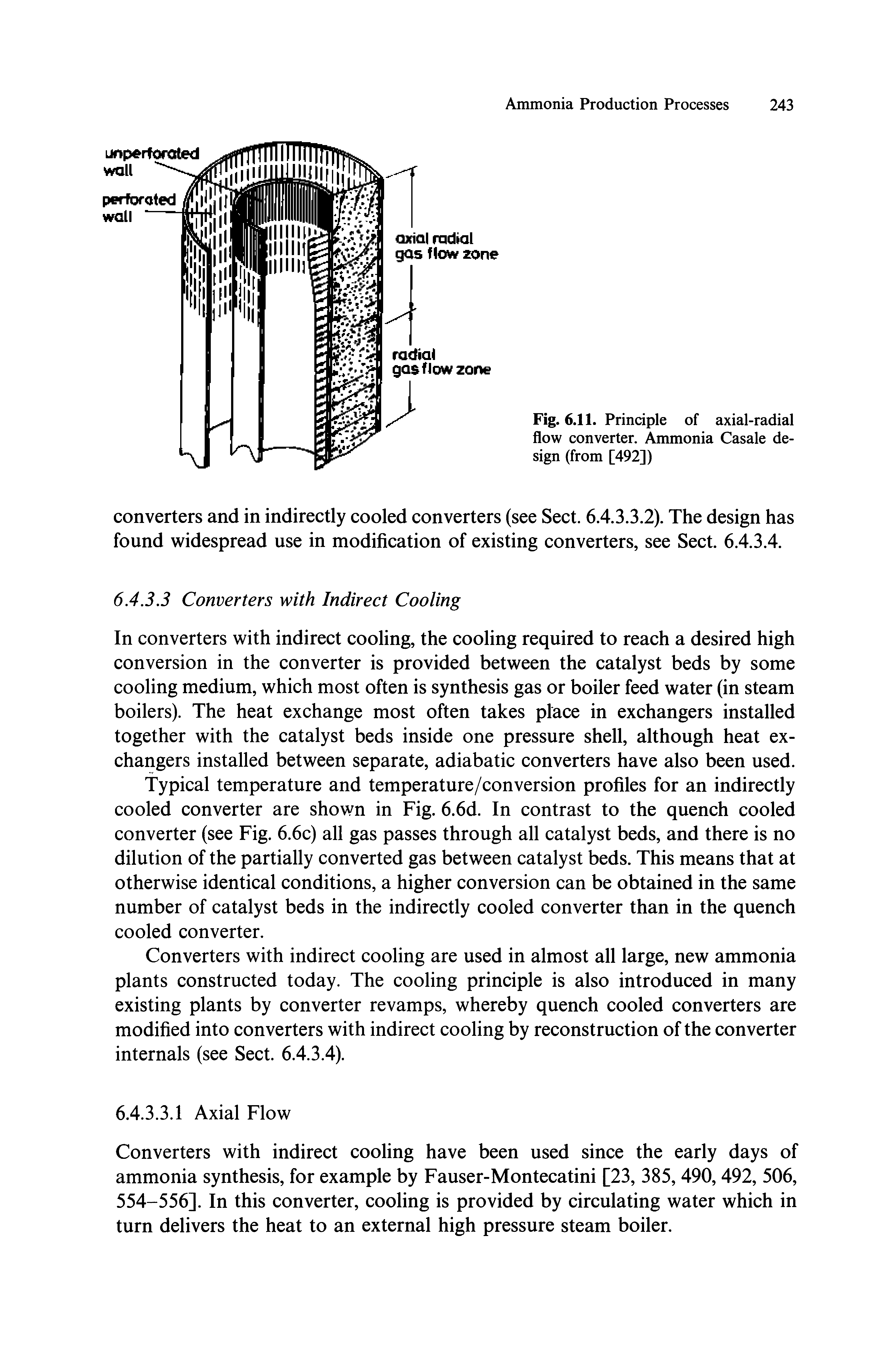 Fig. 6.11. Principle of axial-radial flow converter. Ammonia Casale design (from [492])...