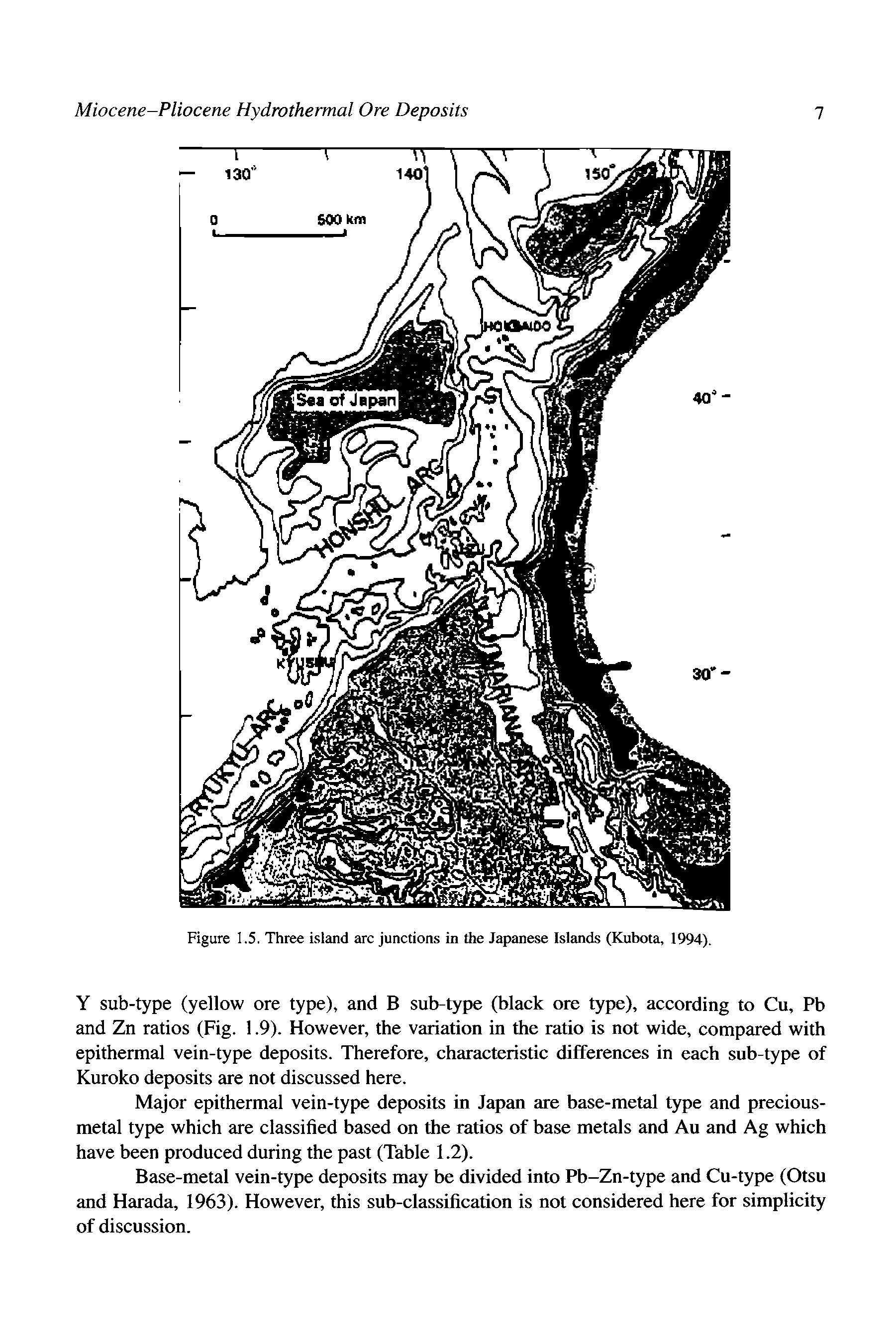 Figure 1.5. Three island arc junctions in the Japanese Islands (Kubota, 1994).