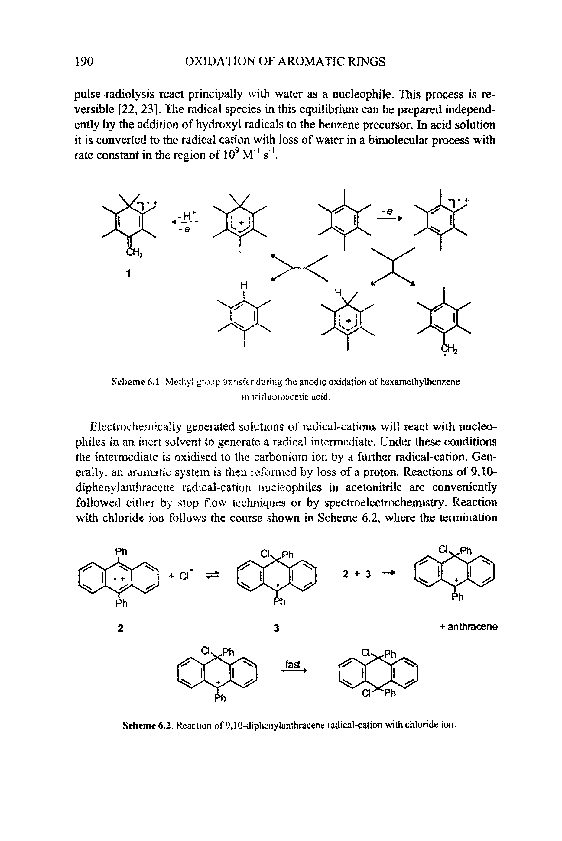 Scheme 6.2. Reaction or9,10-diphenylanthracene radical-cation with chloride ion.