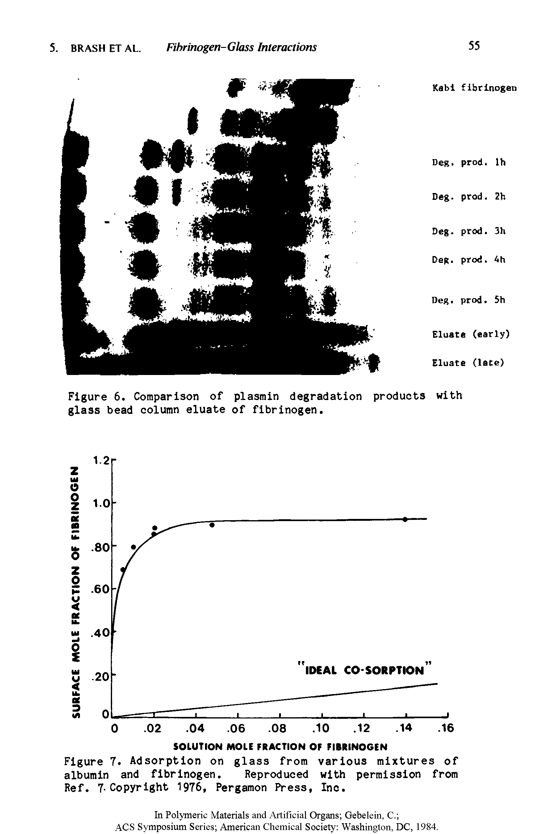 Figure 6. Comparison of plasmin degradation products with glass bead column eluate of fibrinogen.