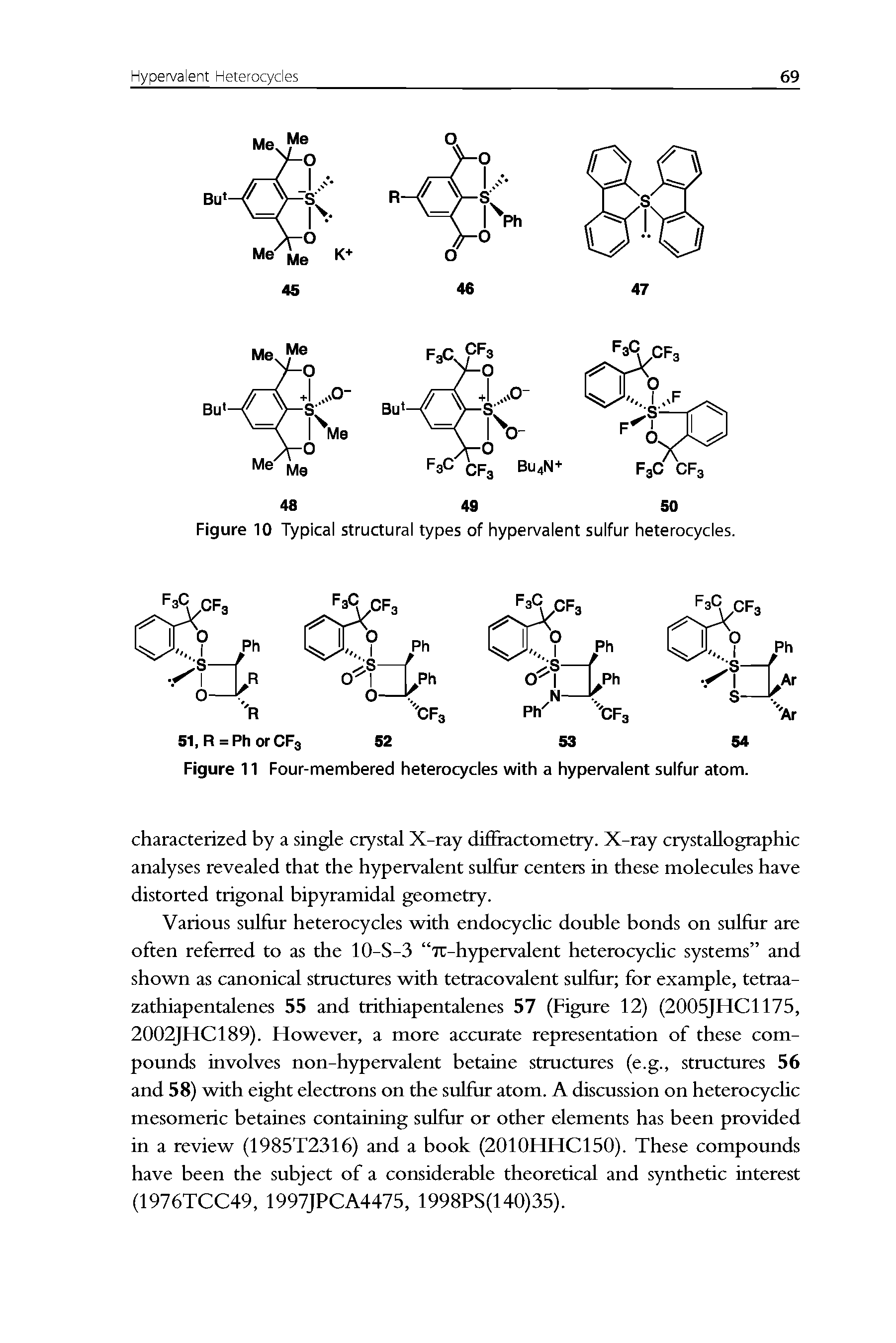 Figure 10 Typical structural types of hypervalent sulfur heterocycles.