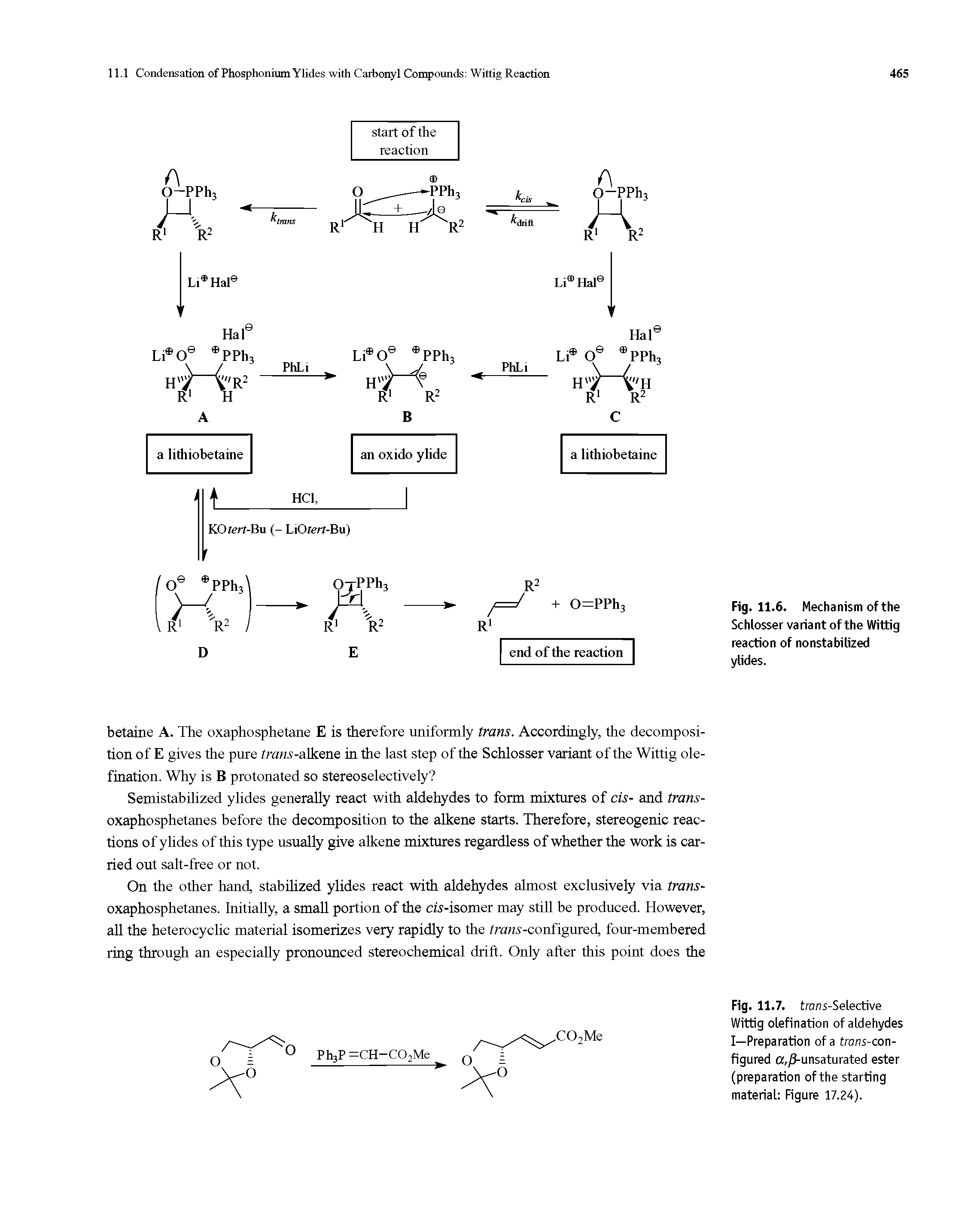 Fig. 11.6. Mechanism of the Schlosser variant of the Wittig reaction of nonstabilized ylides.