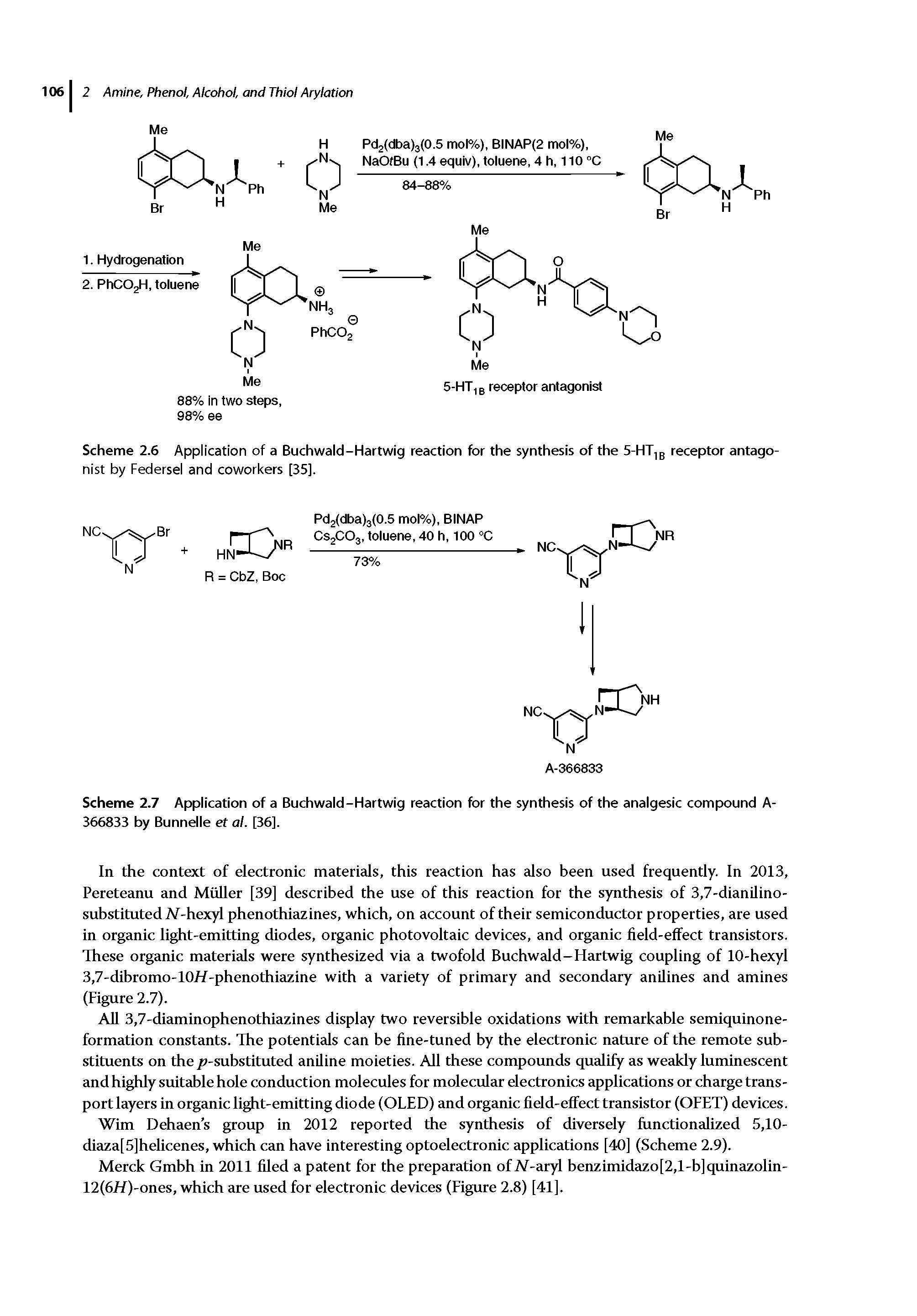 Scheme 2.6 Application of a Buchwald-Hartwig reaction for the synthesis of the 5-HT,g receptor antagonist by Federsel and coworkers [35].